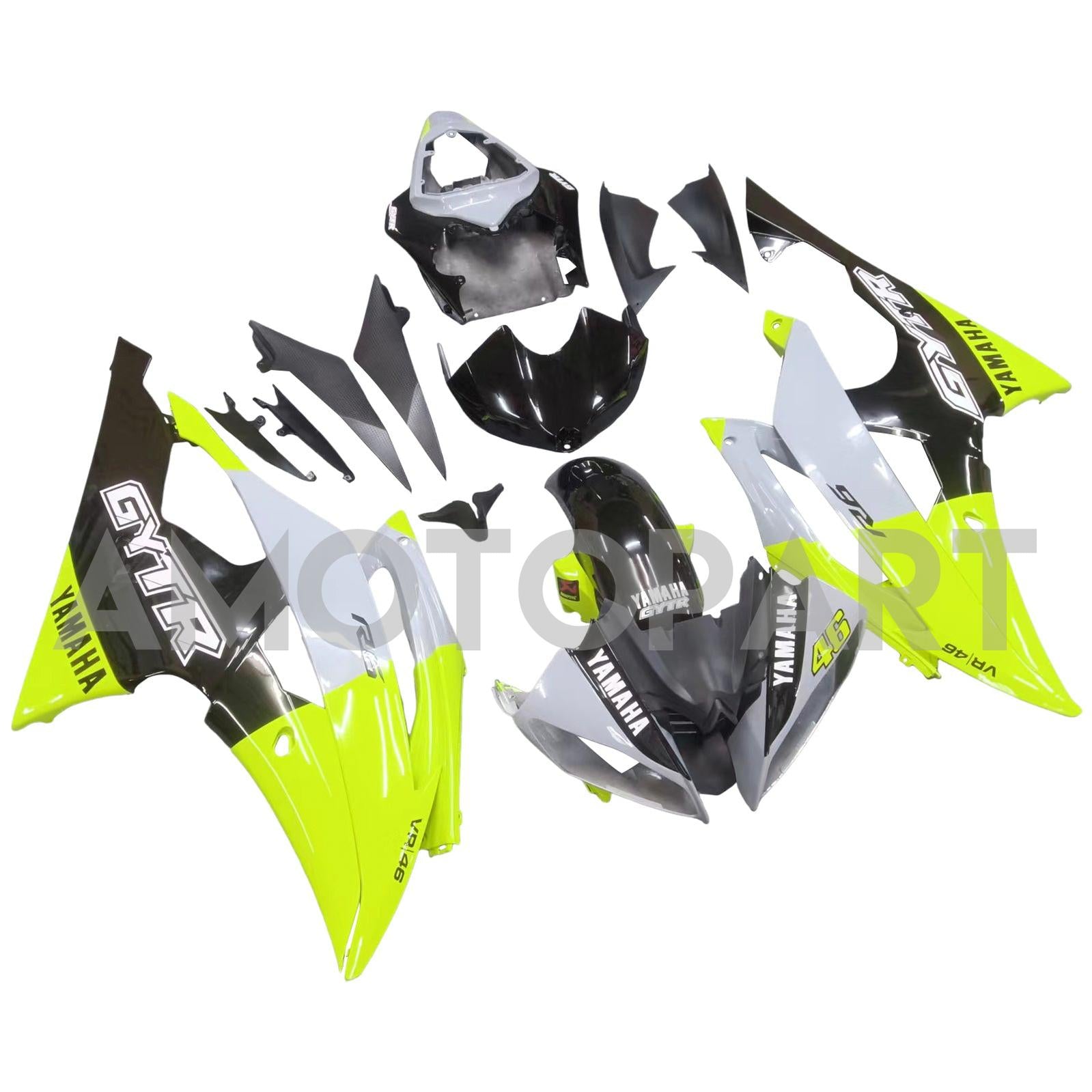 Amotopart 2008-2016 Yamaha YZF 600 R6 Yellow&Black Style5 Fairing Kit