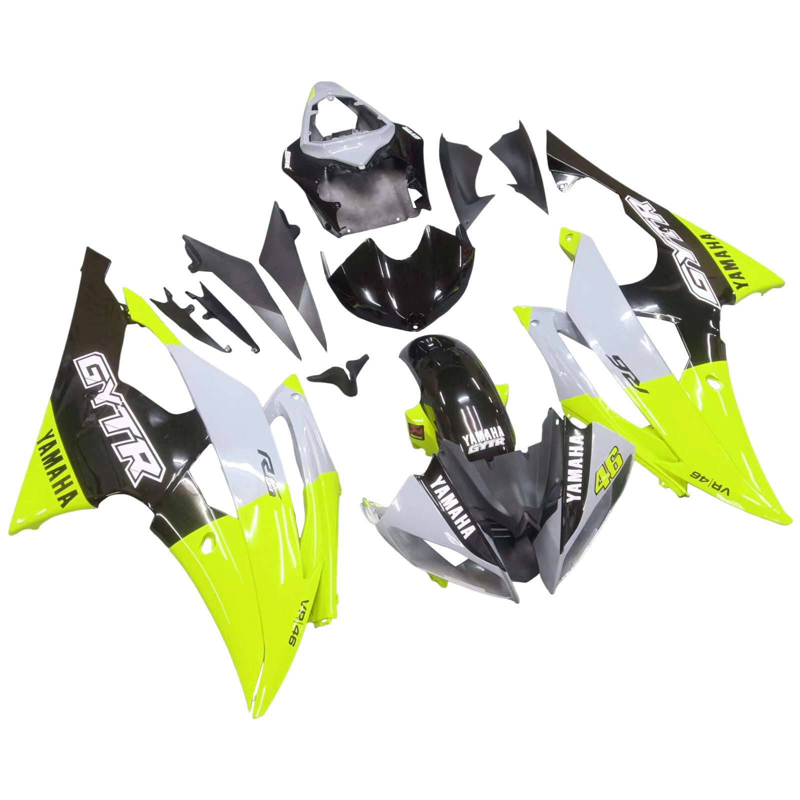 Amotopart 2008-2016 Yamaha YZF 600 R6 Yellow&Black Style5 Fairing Kit