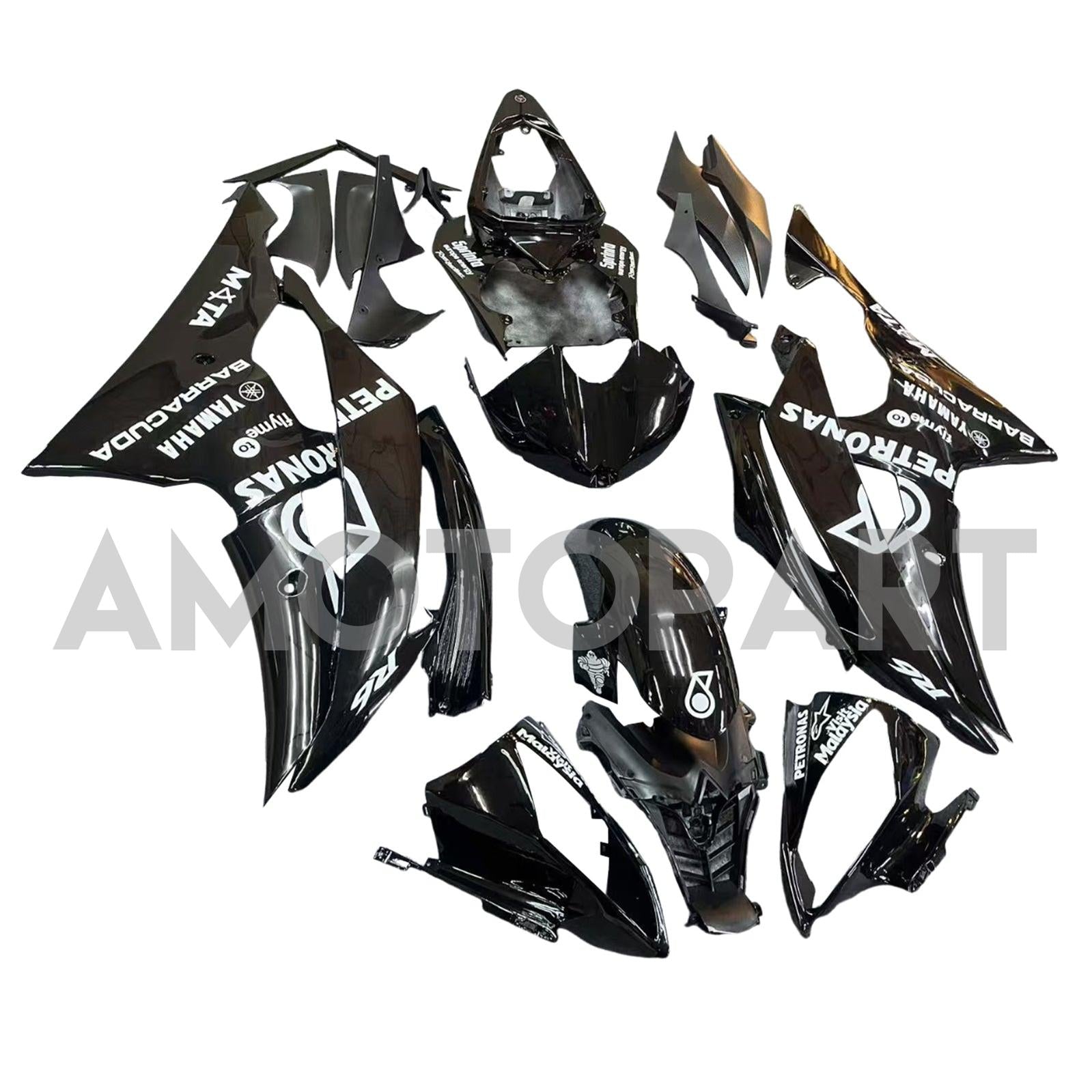 Amotopart 2008-2016 Yamaha YZF 600 R6 Gloss Black Petronas Abzugskit