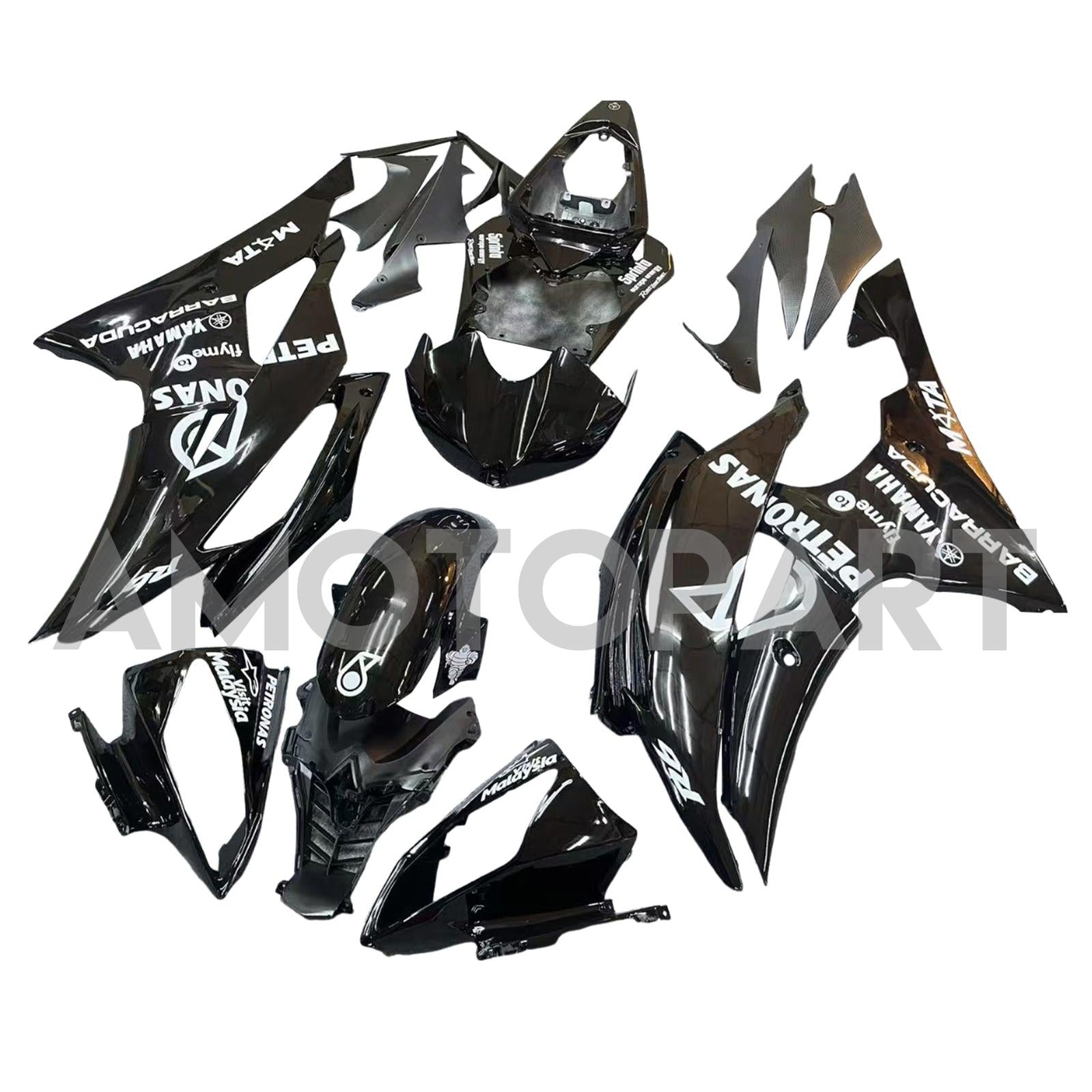 Amotopart 2008-2016 Yamaha YZF 600 R6 Gloss Black Petronas Abzugskit