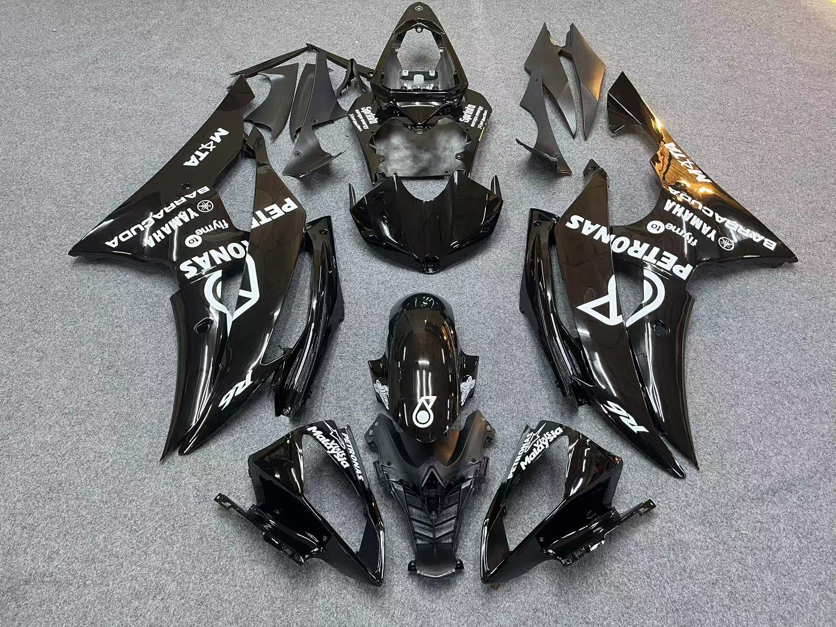 Amotopart 2008-2016 Yamaha YZF 600 R6 Gloss Black Petronas Fairing Kit