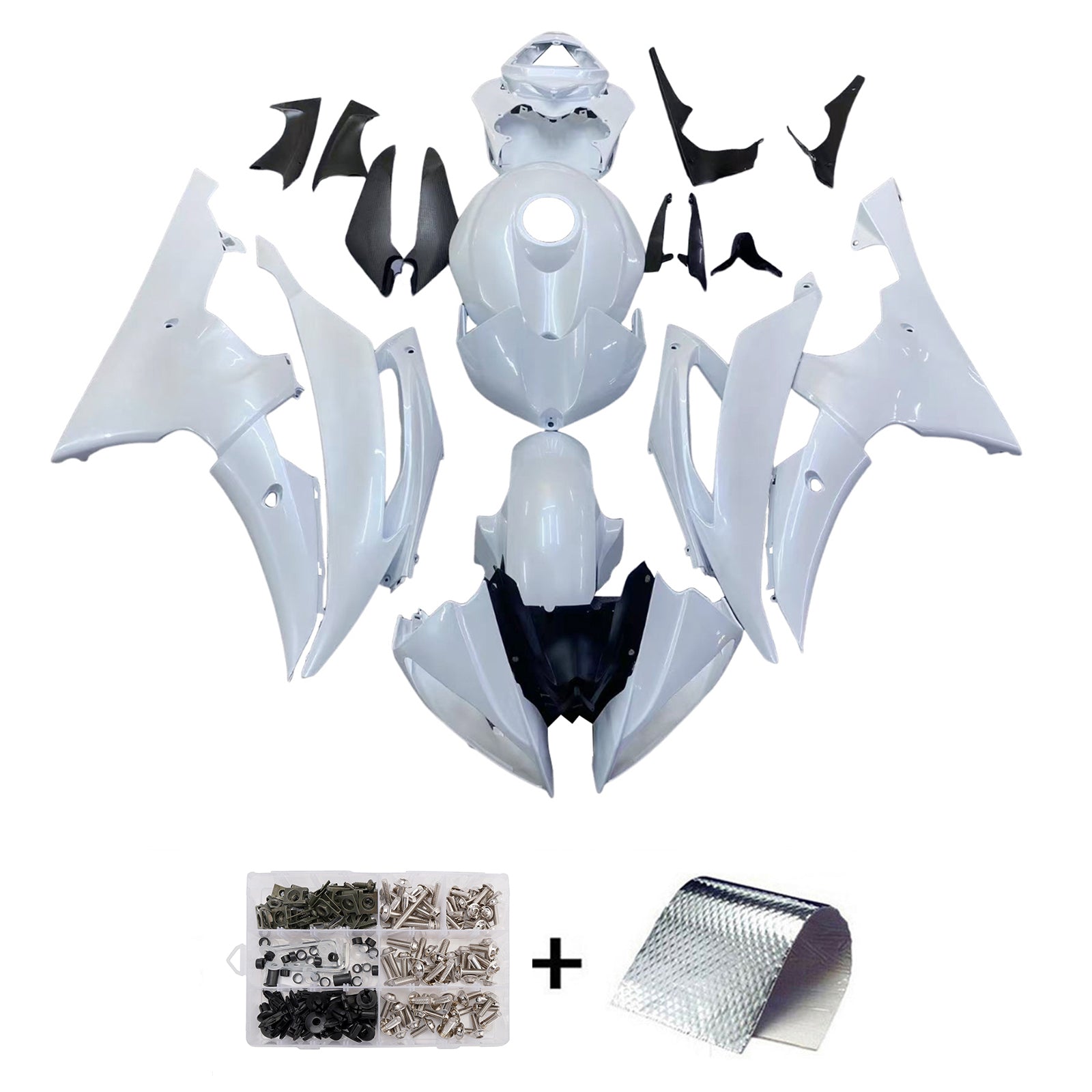 Amotopart 2008-2016 Yamaha YZF 600 R6 Pearl White Fairing Kit