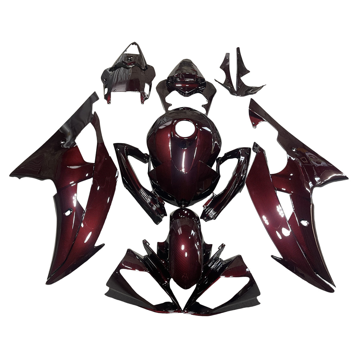 Amotopart 2008-2016 Yamaha  YZF-R6 Red Carbon Fiber Pattern Fairing Kit
