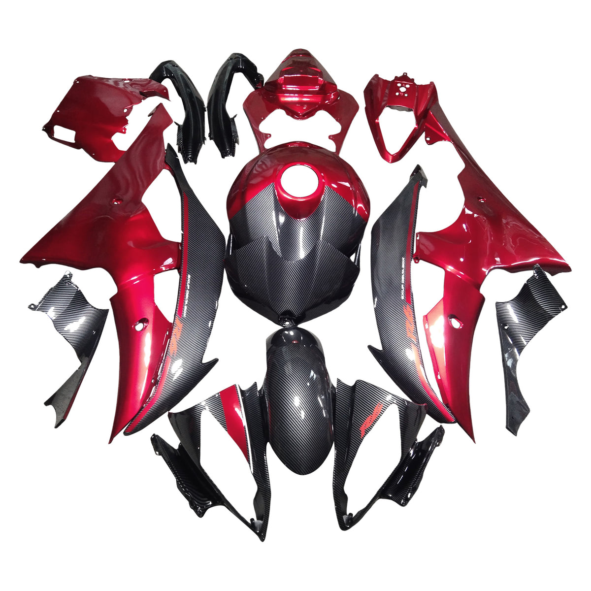 Amotopart 2008-2016 Yamaha YZF-R6 Red & Grey Carbon Fiber Pattern
Fairing Kit