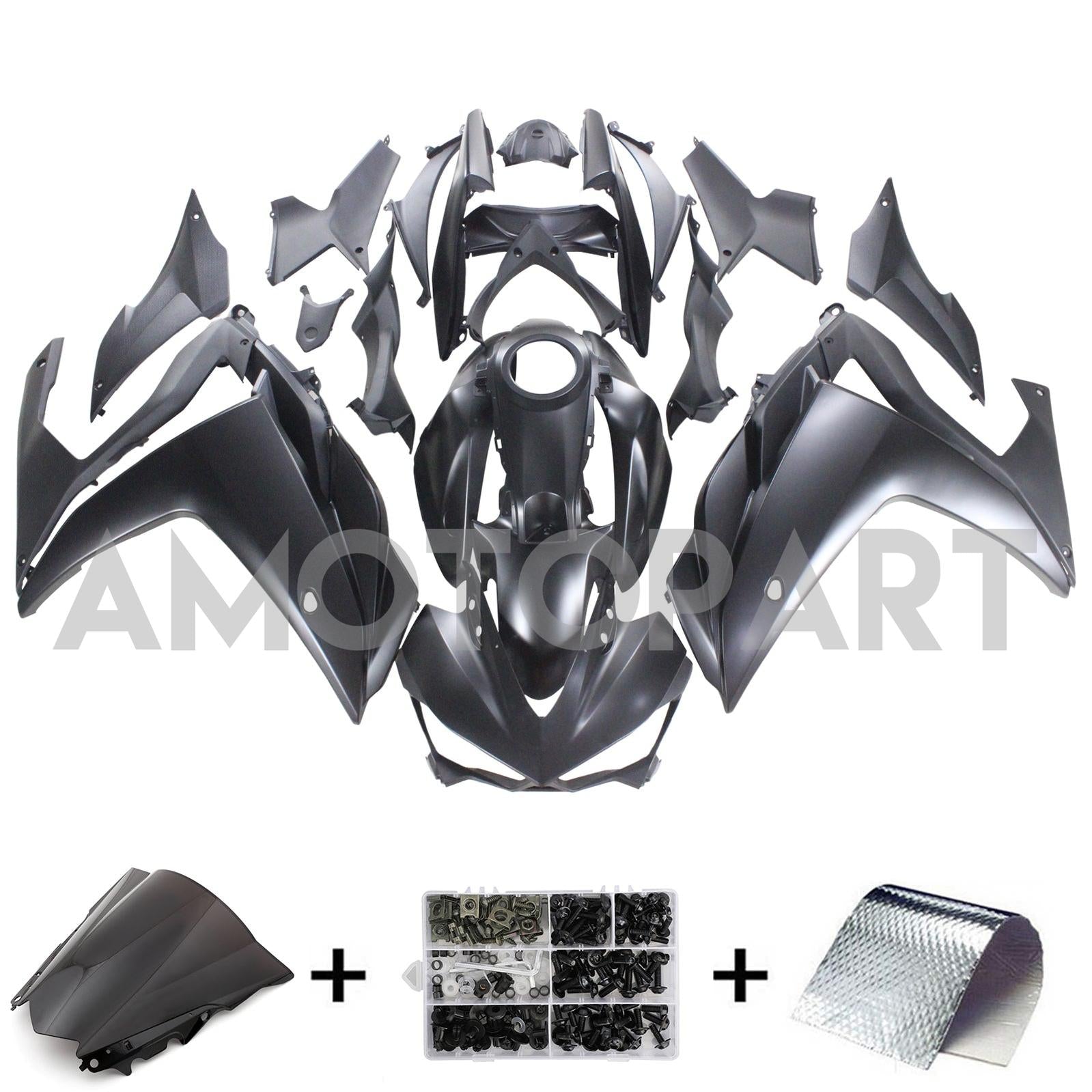 Amotopart Yamaha 2014-2018 YZF-R3 2015-2017 R25 Matte Black Fairing Kit