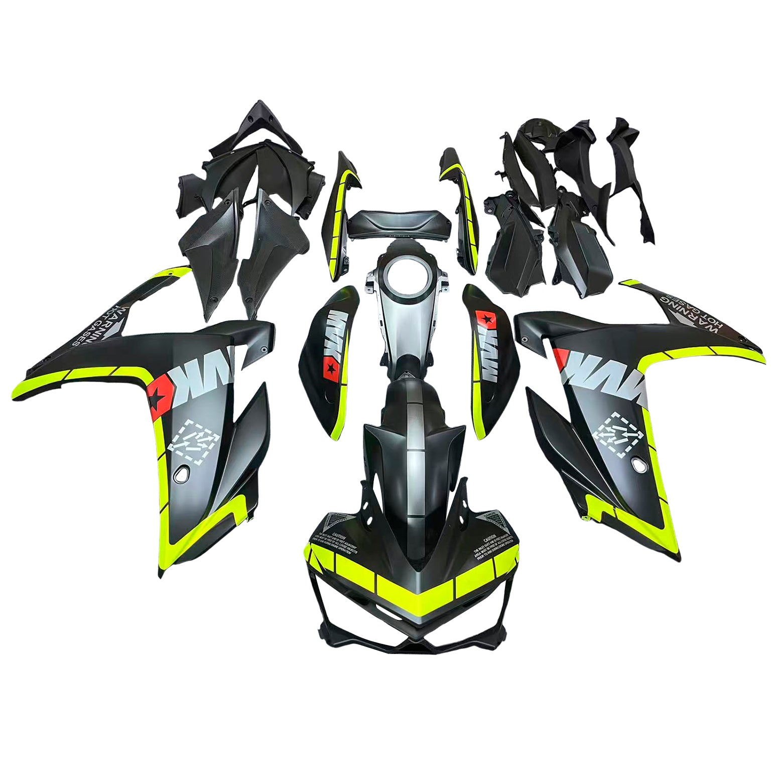 Amotopart 2014-2018 R25 2015-2017 Yamaha YZF-R3 Kit carena nero e giallo