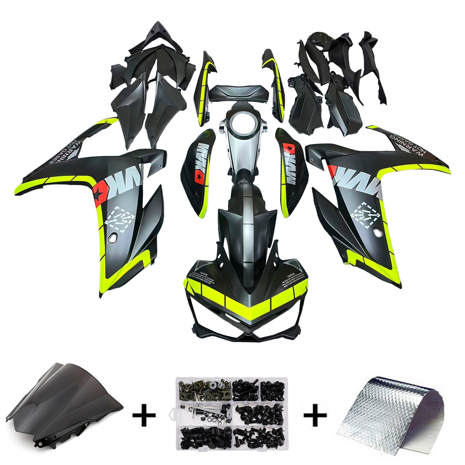 Amotopart 2014-2018 R25 2015-2017 Yamaha YZF-R3 Kit carena nero e giallo