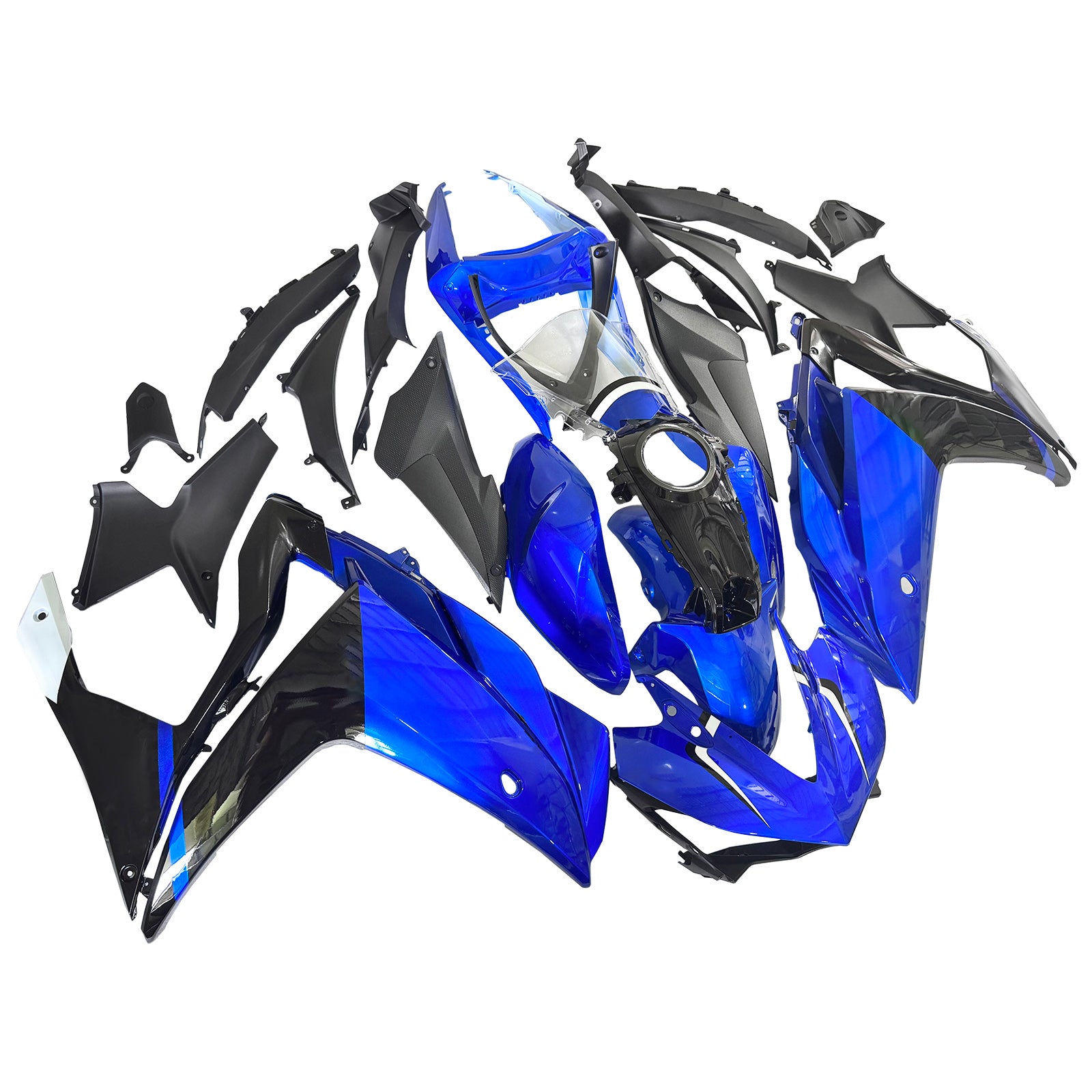 Kit de carenagem AMOTOPT YAMAHA 2014-2018 YZF R3 e 2015-2017 YZF R25 Kit de carenagem preta azul