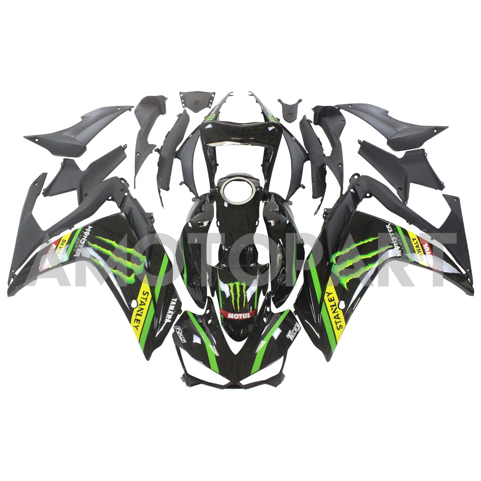 Amotopart Fairing Kit Yamaha 2014-2018 YZF R3 & 2015-2017 YZF R25 Claw Black Fairing Kit