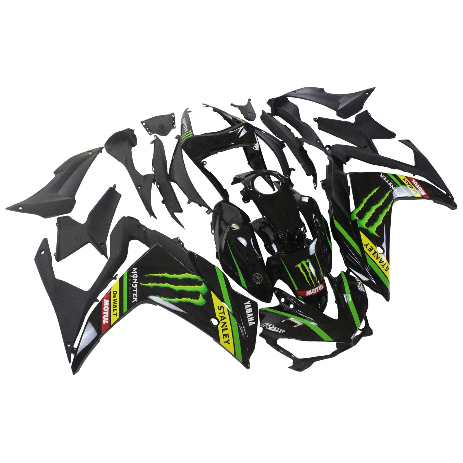 Amotopart Fairing Kit Yamaha 2014-2018 YZF R3 & 2015-2017 YZF R25 Claw Black Fairing Kit