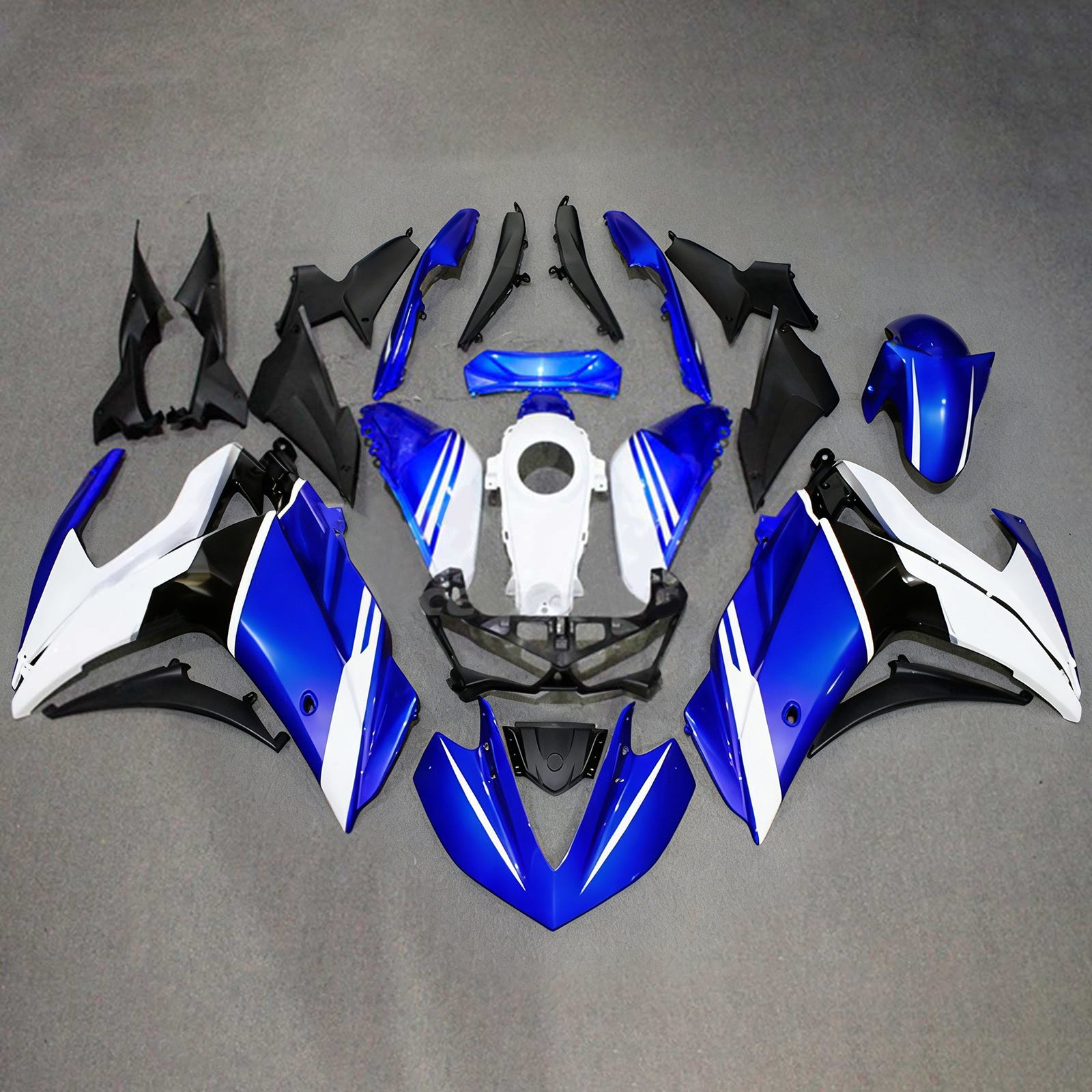 Amotopart Fairing Kit Yamaha 2014-2018 YZF R3 & 2015-2017 YZF R25 Blue White Fairing Kit