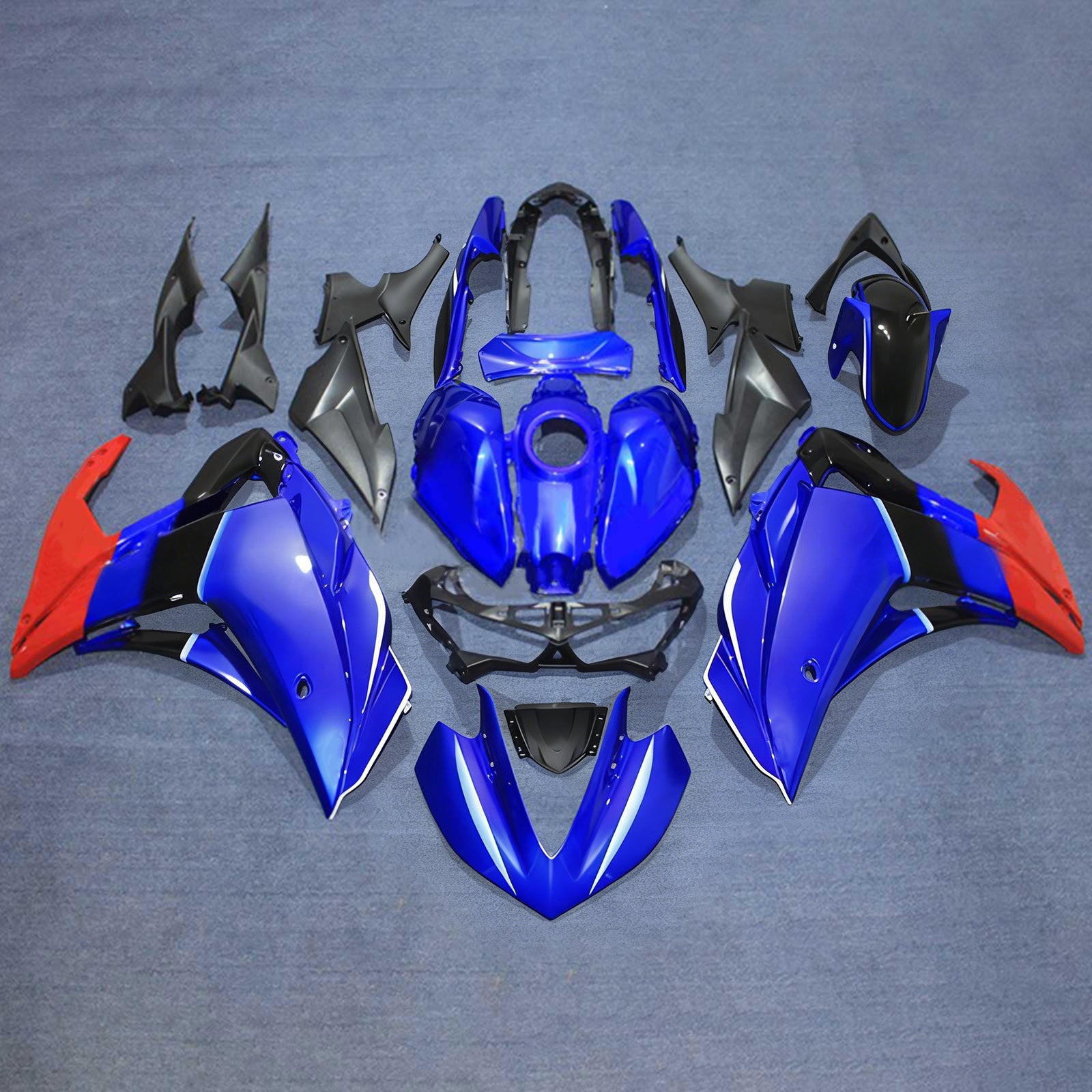 Amotopart Fairing Kit Yamaha 2014-2018 YZF R3 & 2015-2017 YZF R25 Blue Red Fairing Kit