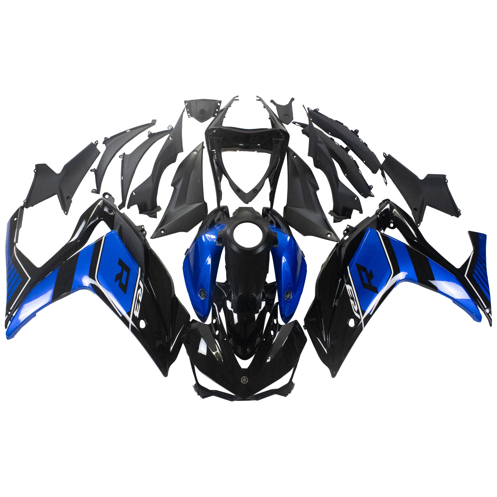 Amotopart Fairing Kit Yamaha 2014-2018 YZF R3 & 2015-2017 YZF R25 Black Blue R Fairing Kit