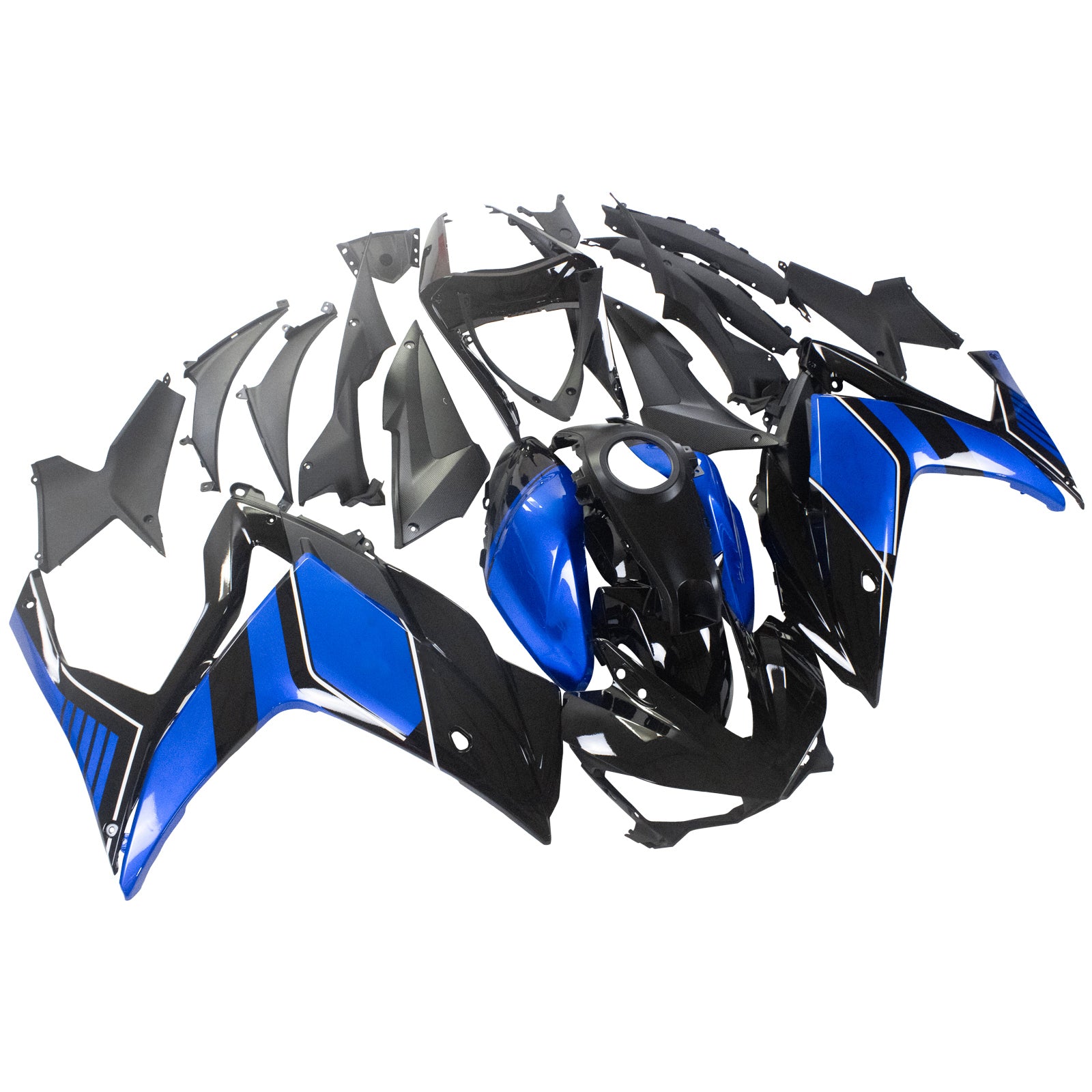 Amotopart フェアリングキット ヤマハ 2014-2018 YZF R3 & 2015-2017 YZF R25 ブラック ブルー R フェアリングキット