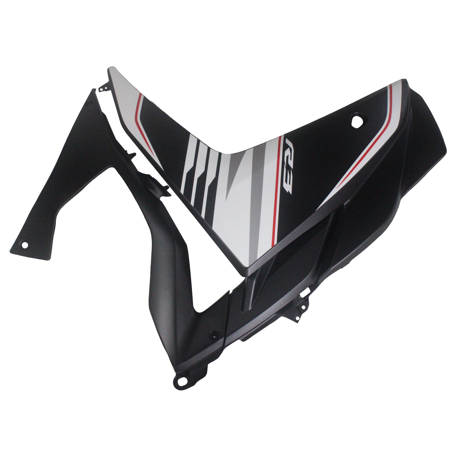 Amotopart Verkleidungsset Yamaha 2014–2018 YZF R3 &amp; 2015–2017 YZF R25 Weiß Schwarz Verkleidungsset