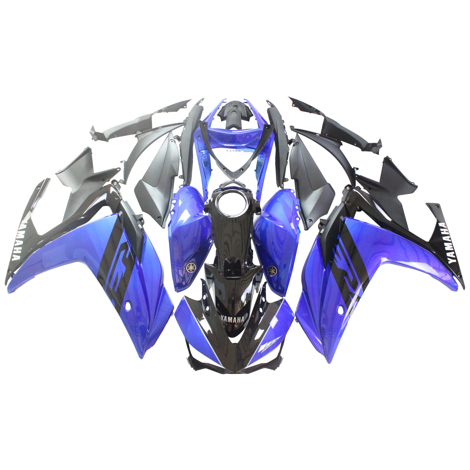 Amotopart Fairing Kit Yamaha 2014-2018 YZF R3 & 2015-2017 YZF R25 Black Blue Fairing Kit