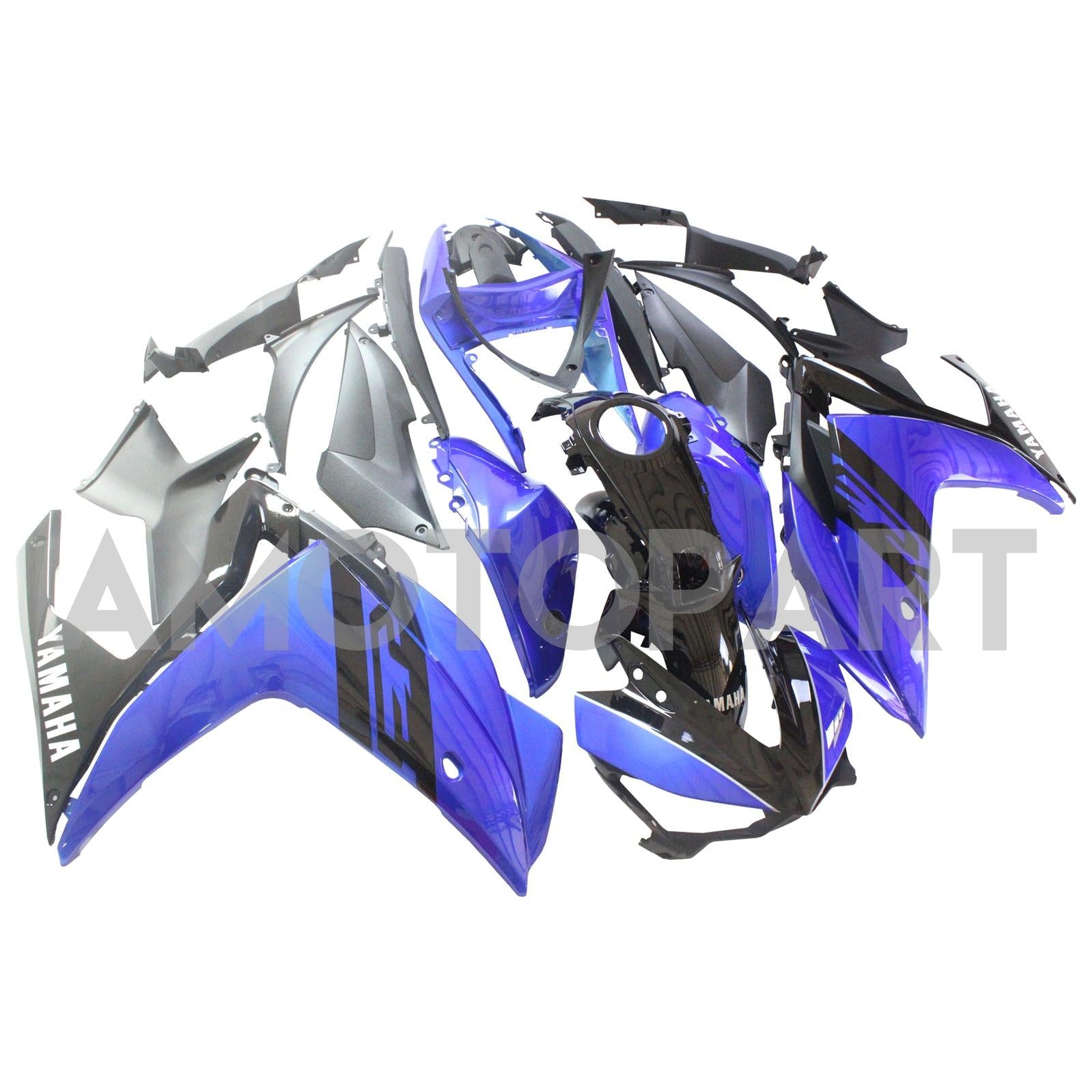 Amotopart Fairing Kit Yamaha 2014-2018 YZF R3 & 2015-2017 YZF R25 Black Blue Fairing Kit