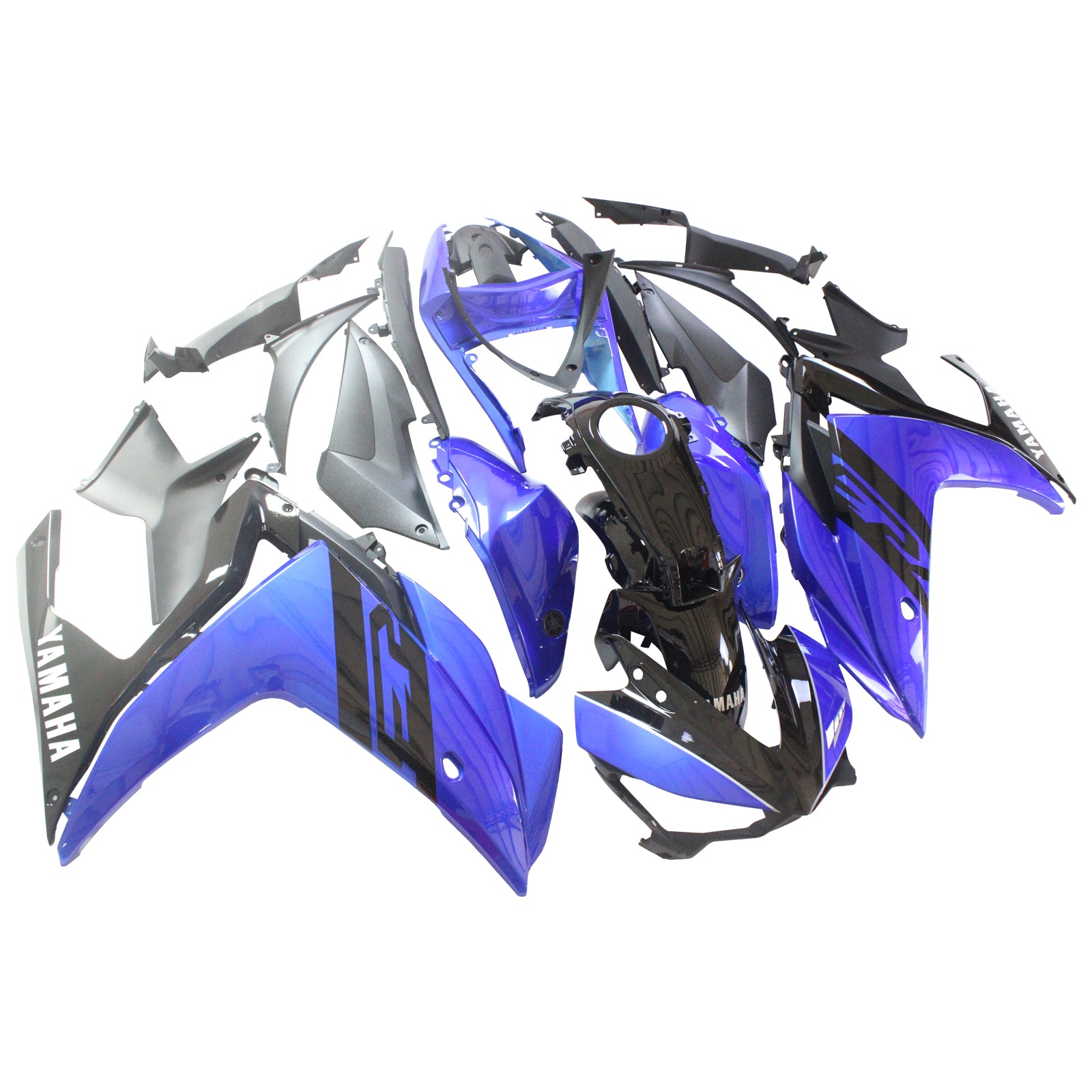 Amotopart Fairing Kit Yamaha 2014-2018 YZF R3 & 2015-2017 YZF R25 Black Blue Fairing Kit