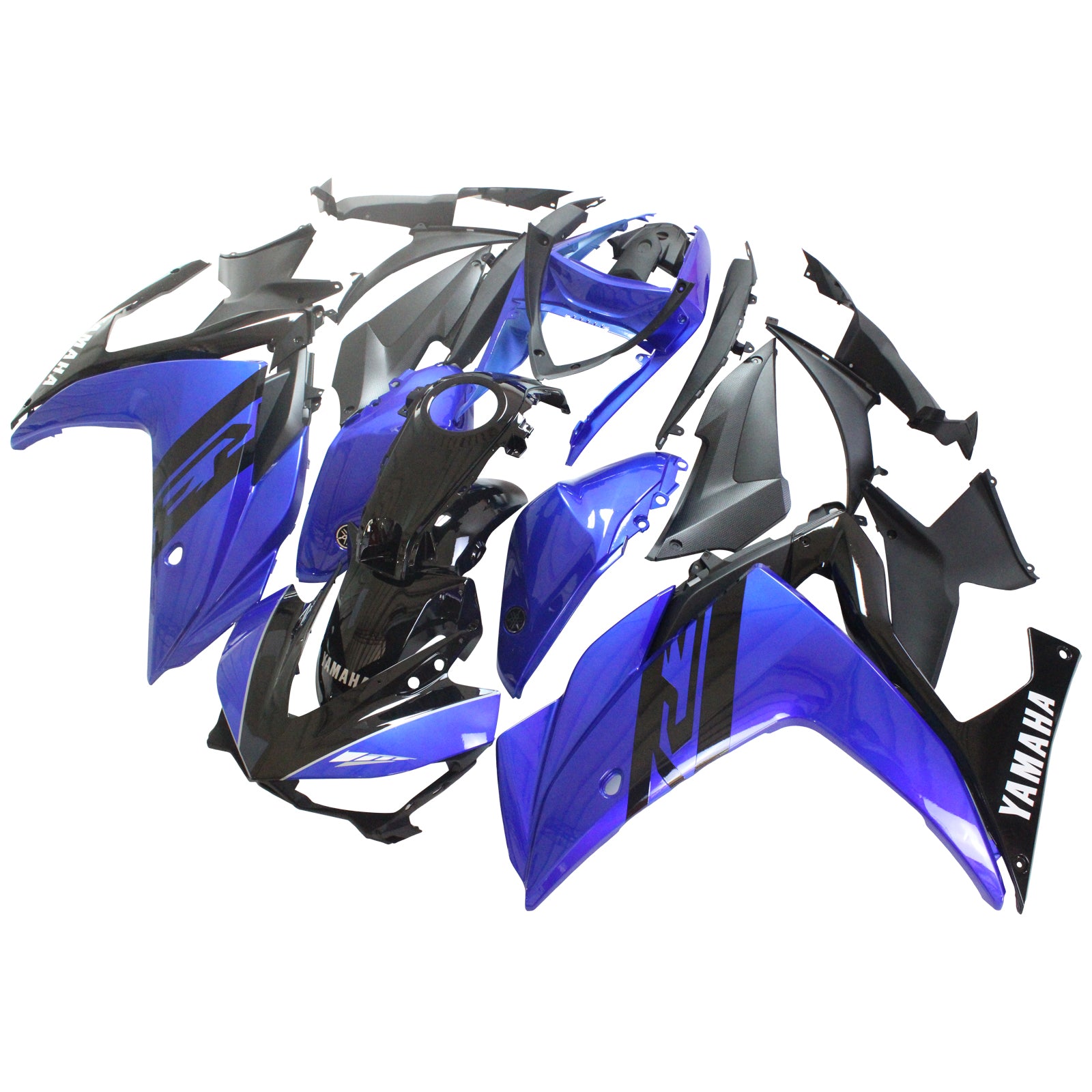 Amotopart Fairing Kit Yamaha 2014-2018 YZF R3 & 2015-2017 YZF R25 Black Blue Fairing Kit