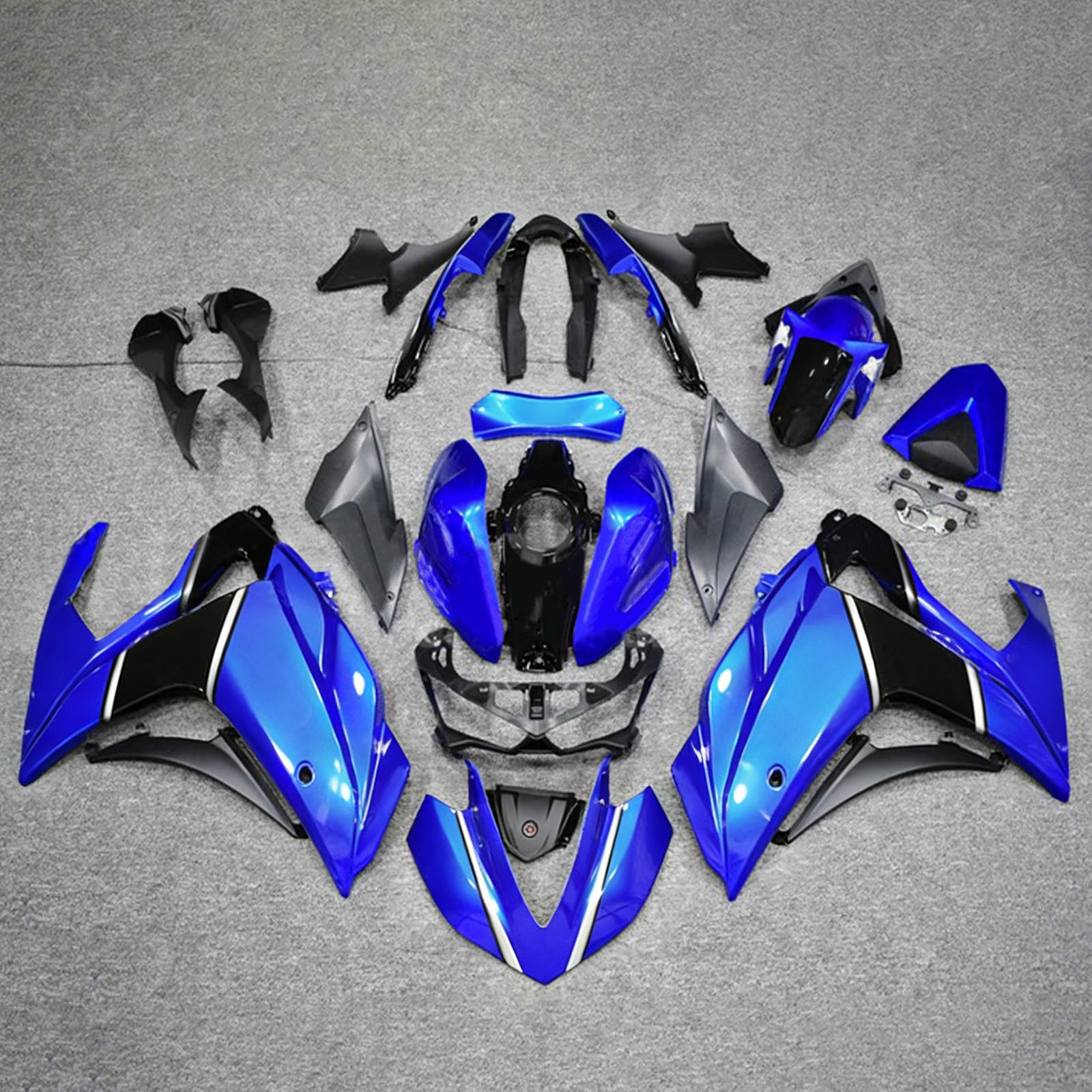 Amotopart Fairing Kit Yamaha 2014-2018 YZF R3 & 2015-2017 YZF R25 Black Mix Blue Fairing Kit