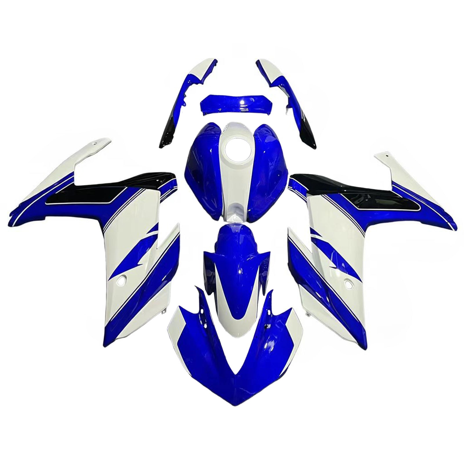 Amotopart Fairing Kit Yamaha 2014-2018 YZF R3 & 2015-2017 YZF R25 Blue Mix White Fairing Kit