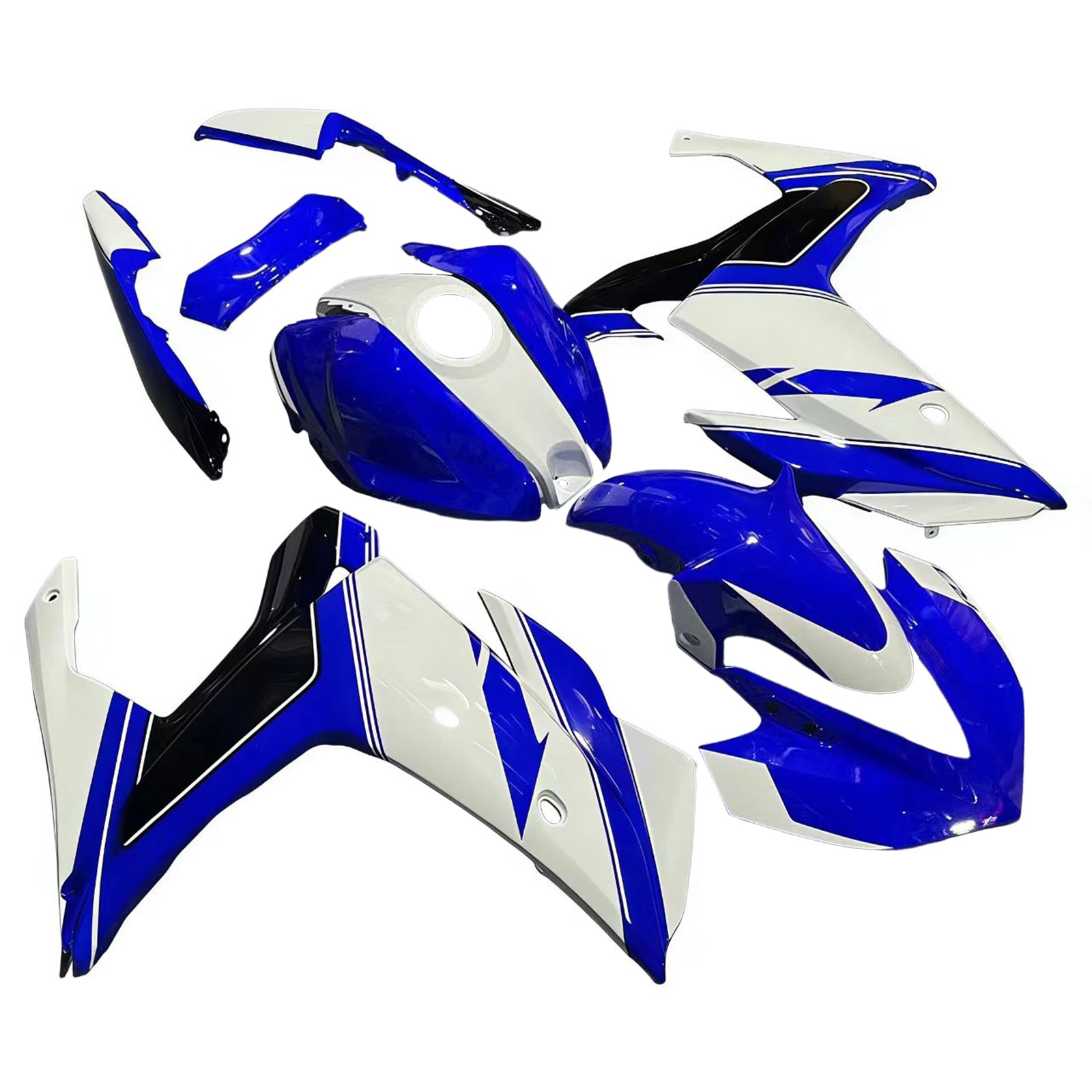 Amotopart Fairing Kit Yamaha 2014-2018 YZF R3 & 2015-2017 YZF R25 Blue Mix White Fairing Kit