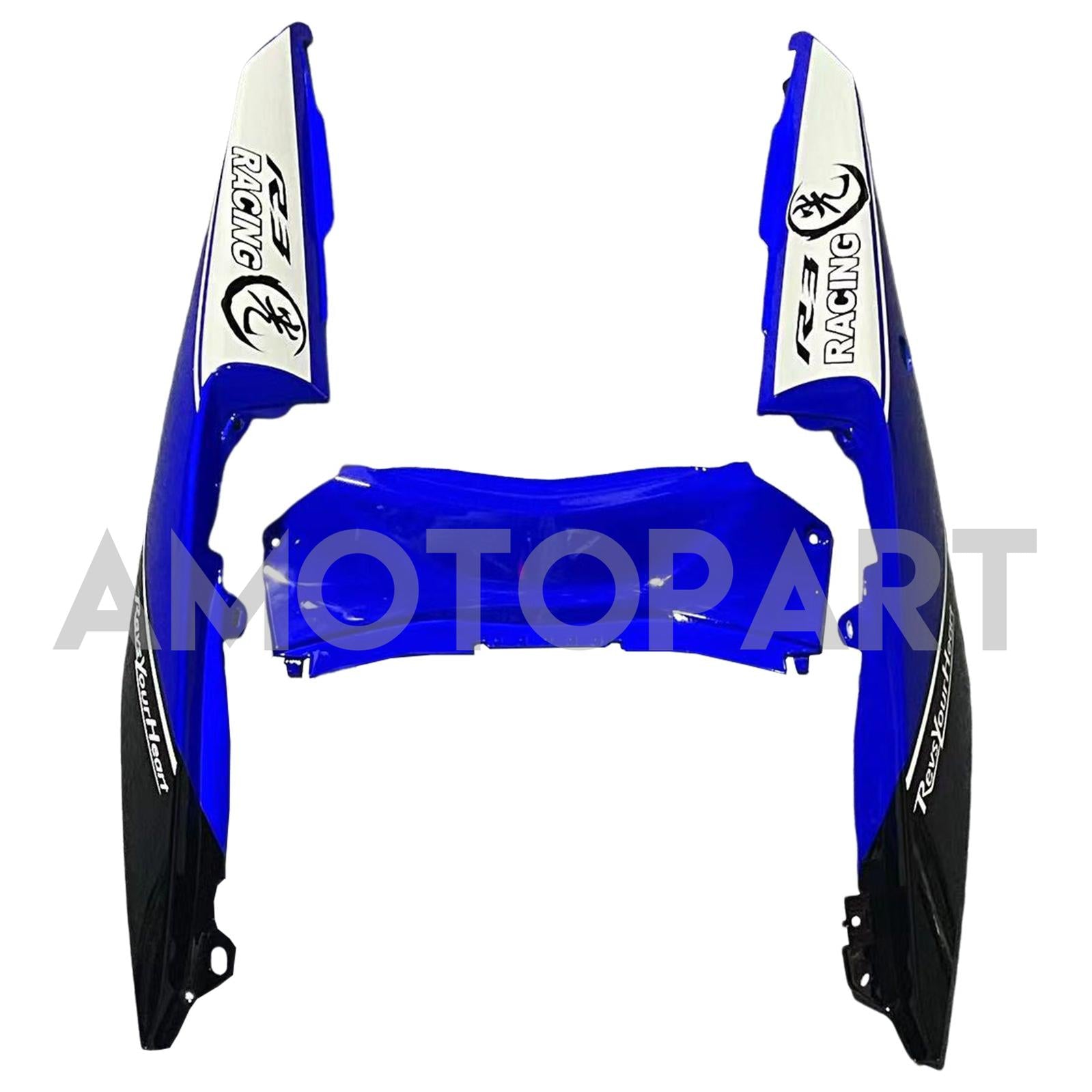 Amotopart Fairing Kit Yamaha 2014-2018 YZF R3 & 2015-2017 YZF R25 Blue Mix White Fairing Kit