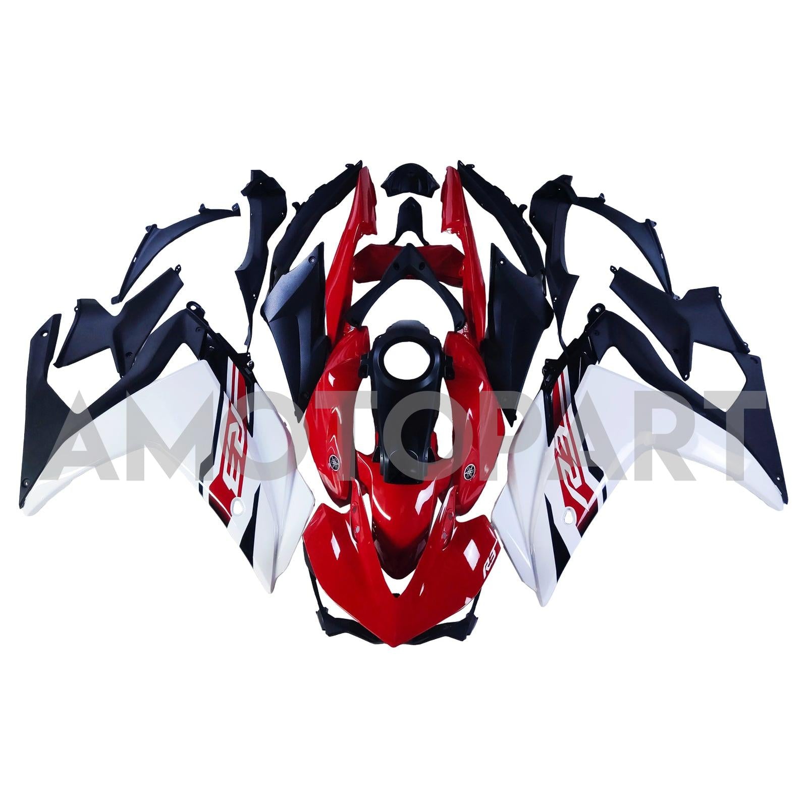 Kit de carenagem AMOTOPT YAMAHA 2014-2018 YZF R3 e 2015-2017 YZF R25 Red Mix White Fairing Kit