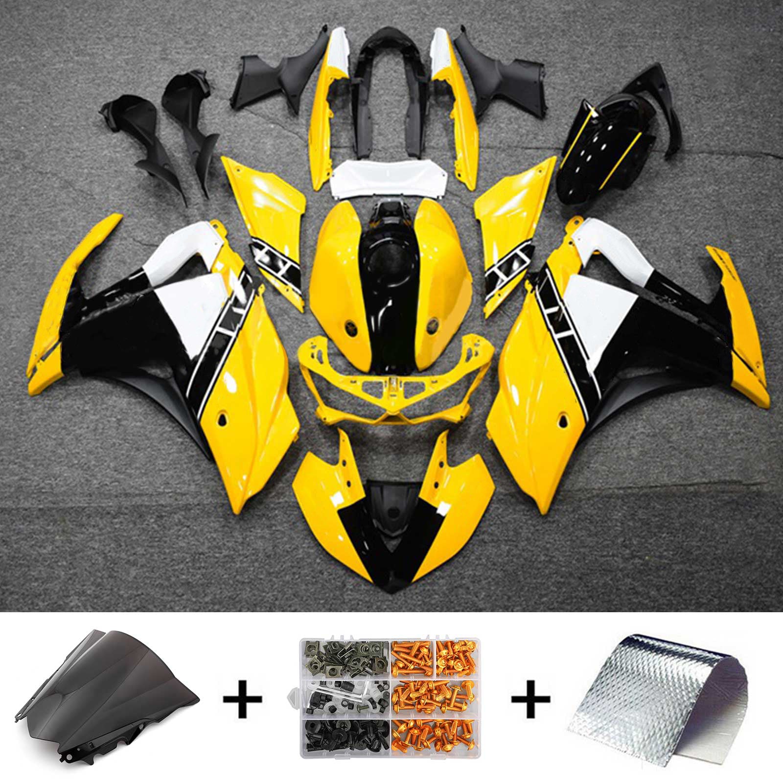 Amotopart Verkleidungssatz Yamaha 2014-2018 YZF R3 & 2015–2017 YZF R25 Gelb-Schwarz Verkleidungssatz