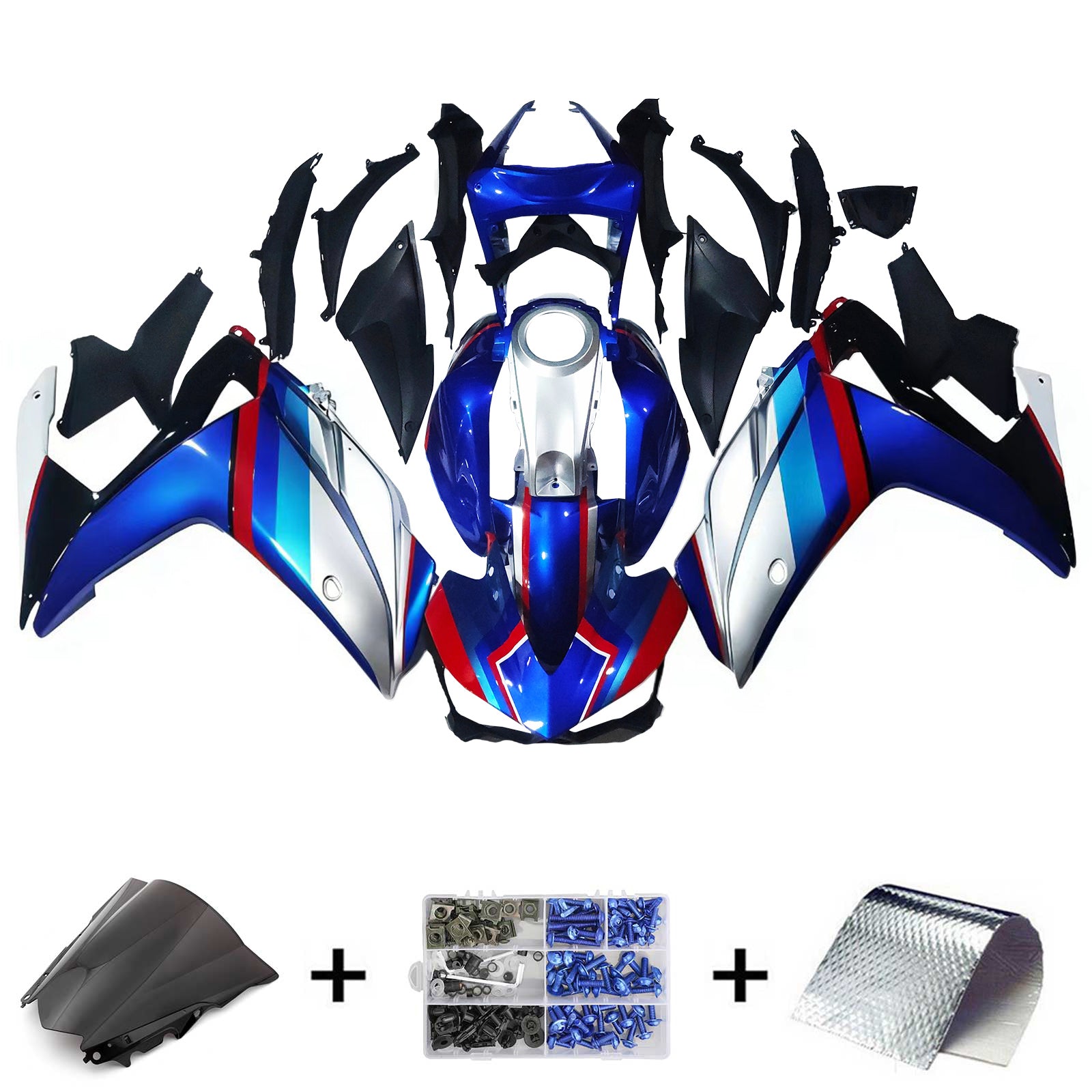 Kit carena Amotopart Yamaha 2014-2018 YZF R3 & 2015-2017 YZF R25 Kit carena blu rosso bianco