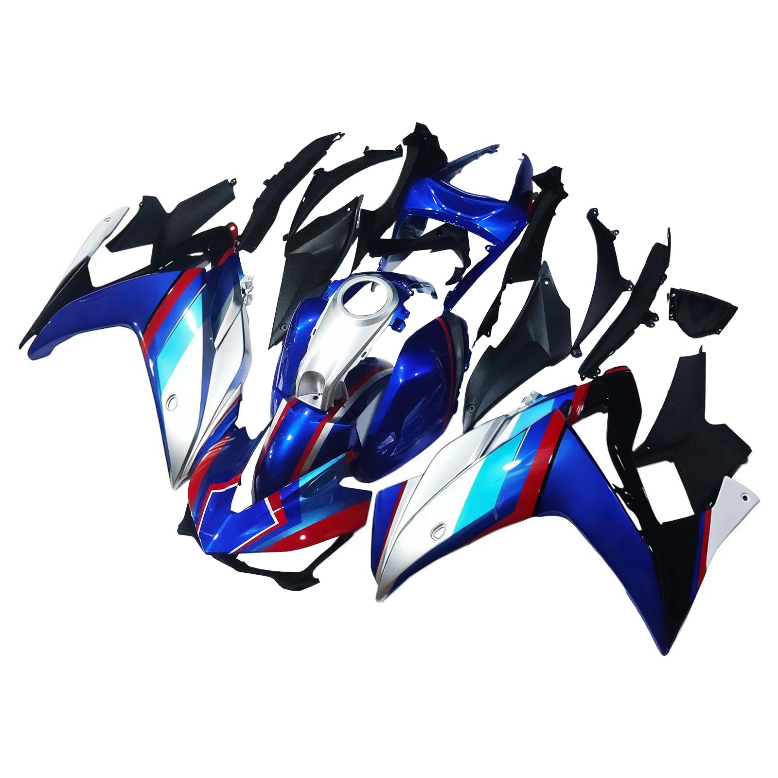 Amotopart Verkleidungsset Yamaha 2014–2018 YZF R3 & 2015–2017 YZF R25 Blau Rot Weiß Verkleidungsset