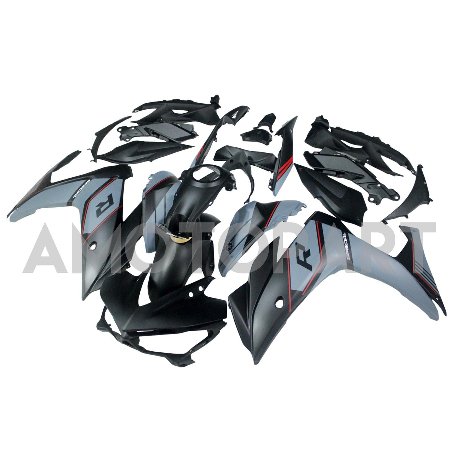 Amotopart Fairing Kit Yamaha 2014-2018 YZF R3 & 2015-2017 YZF R25 Black Mix Gray Fairing Kit
