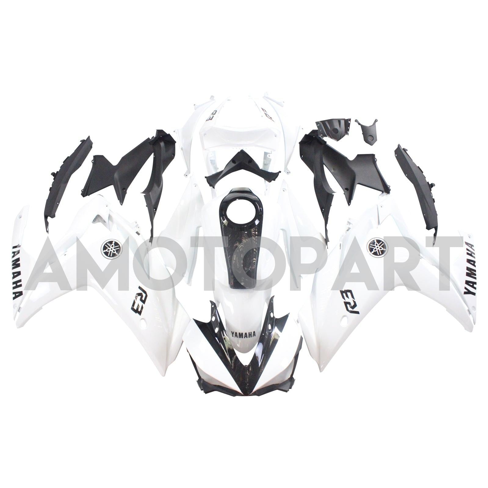 Amotopart Fairing Kit Yamaha 2014-2018 YZF R3 & 2015-2017 YZF R25 White Fairing Kit