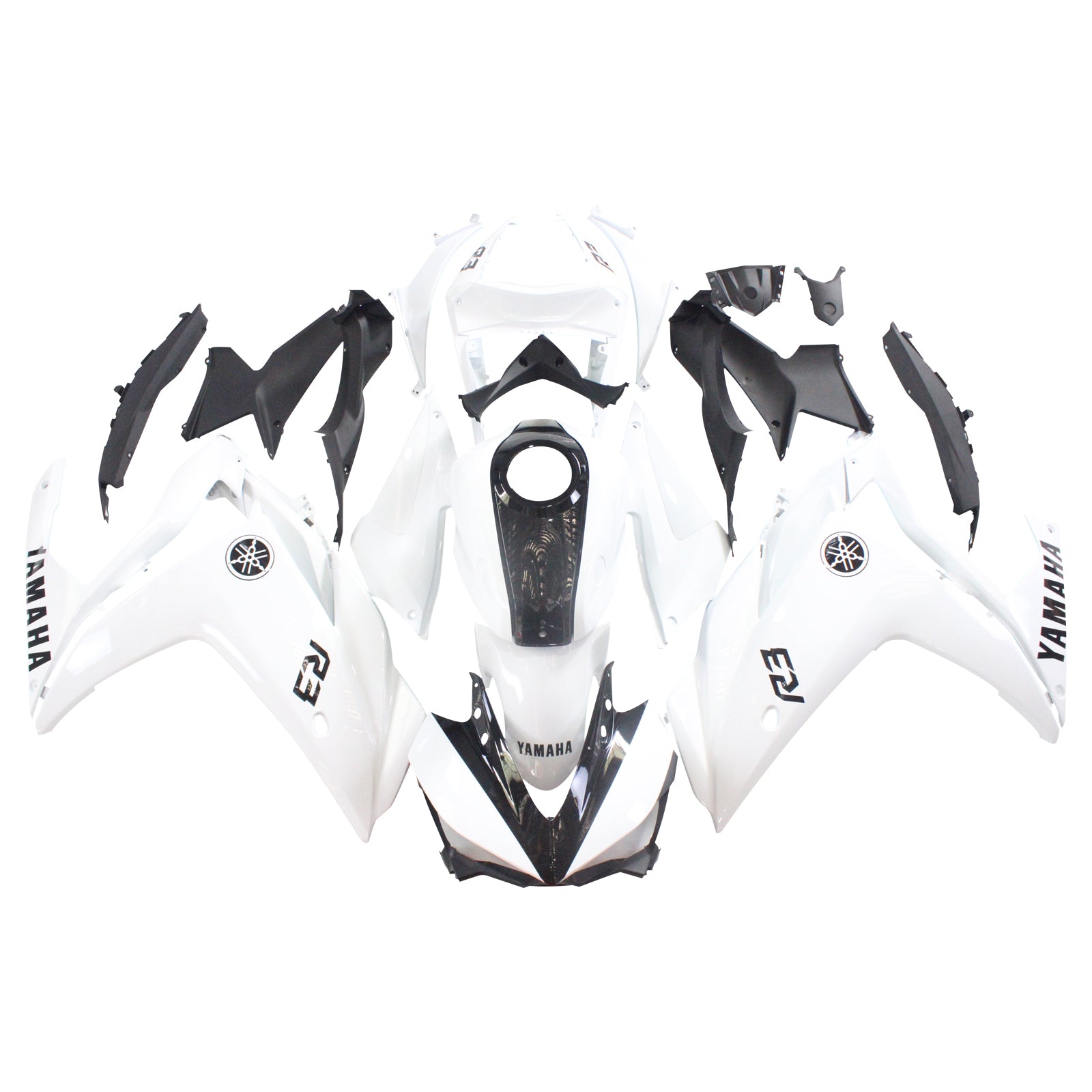 Kit de carénage Amotopart Yamaha 2014-2018 YZF R3 et 2015-2017 YZF R25 Kit de carénage blanc