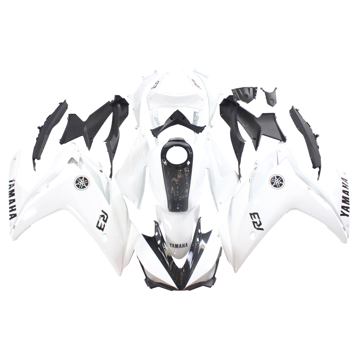 Amotopart Verkleidungsset für Yamaha 2014–2018 YZF R3 und 2015–2017 YZF R25, weißes Verkleidungsset