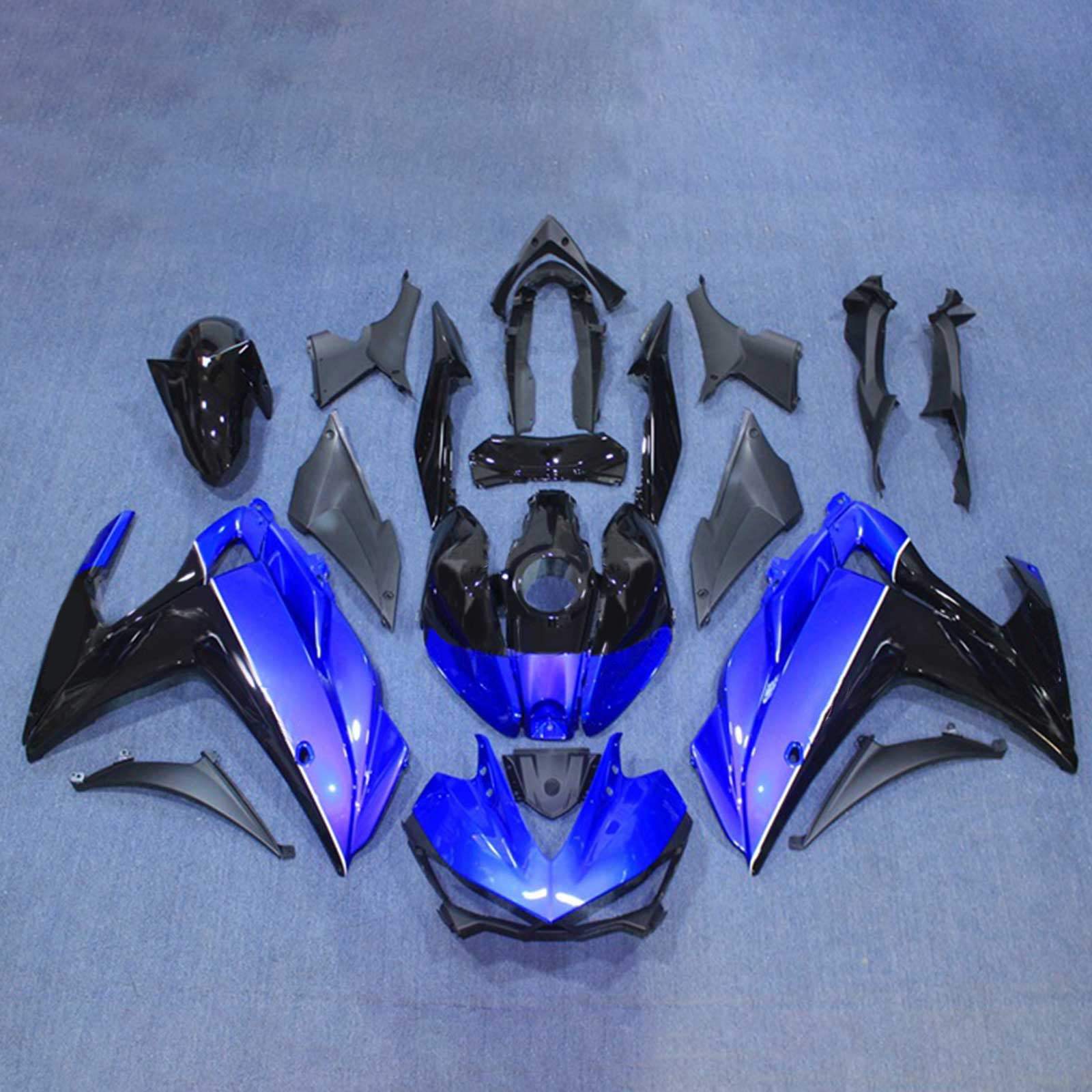 Amotopart フェアリングキット ヤマハ 2014-2018 YZF R3 & 2015-2017 YZF R25 ブラック ブルー フェアリングキット付き
