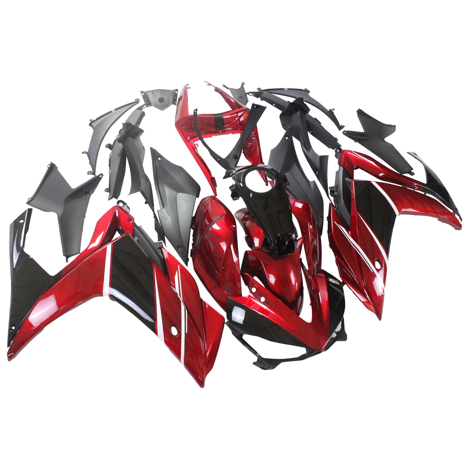 Amotopart Yamaha YZF-R3 2014-2018 R25 2015-2017 Black&Red Style1 Fairing Kit
