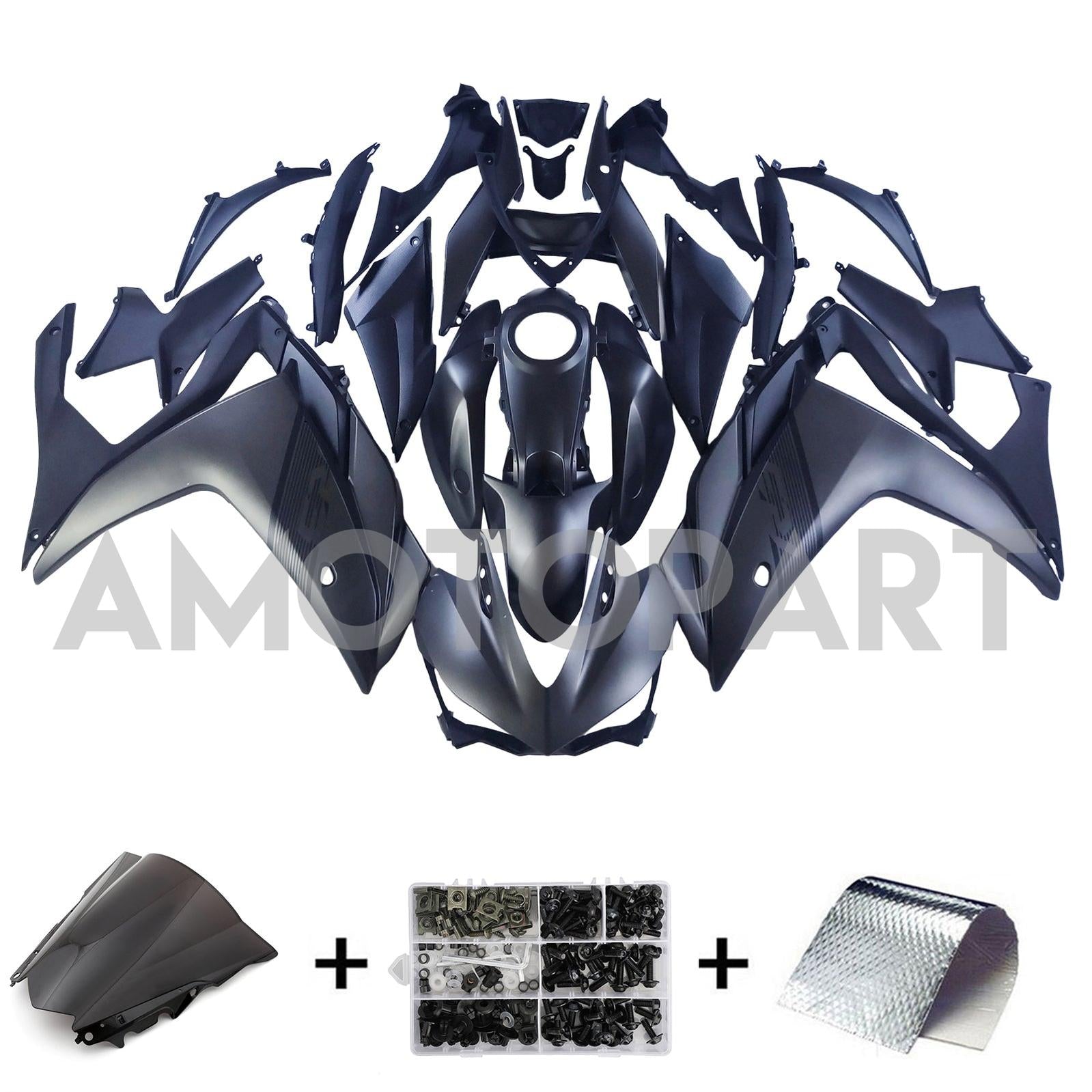 Amotopart Yamaha YZF-R3 2014-2018 R25 2015-2017 Kit de carenagem cinza