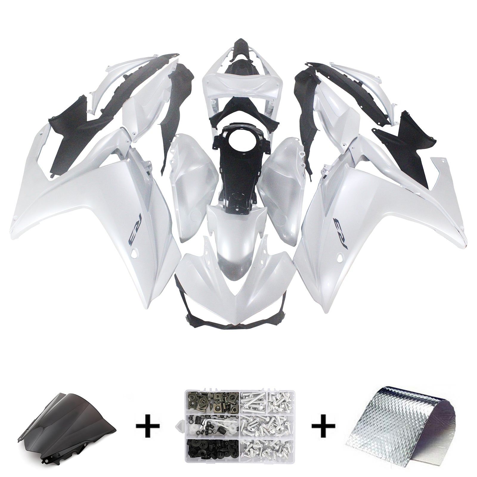 Amotopart Yamaha YZF-R3 2014-2018 R25 2015-2017 Kit de carenado blanco perla