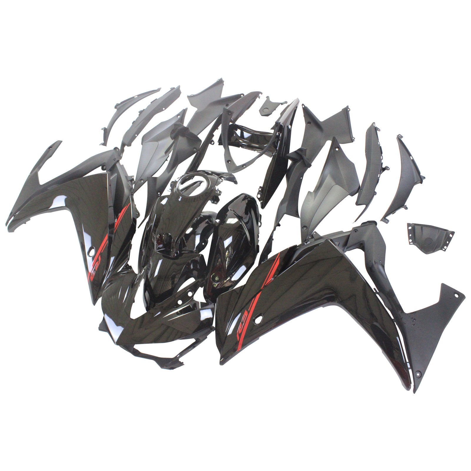 Amotopart Yamaha YZF-R3 2014-2018 R25 2015-2017 Black&Red Style2 Fairing Kit