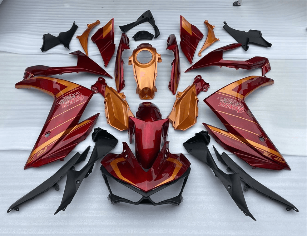 Amotopart Yamaha YZF-R3 2014-2018 R25 2015-2017 Kit carena rosso e arancione