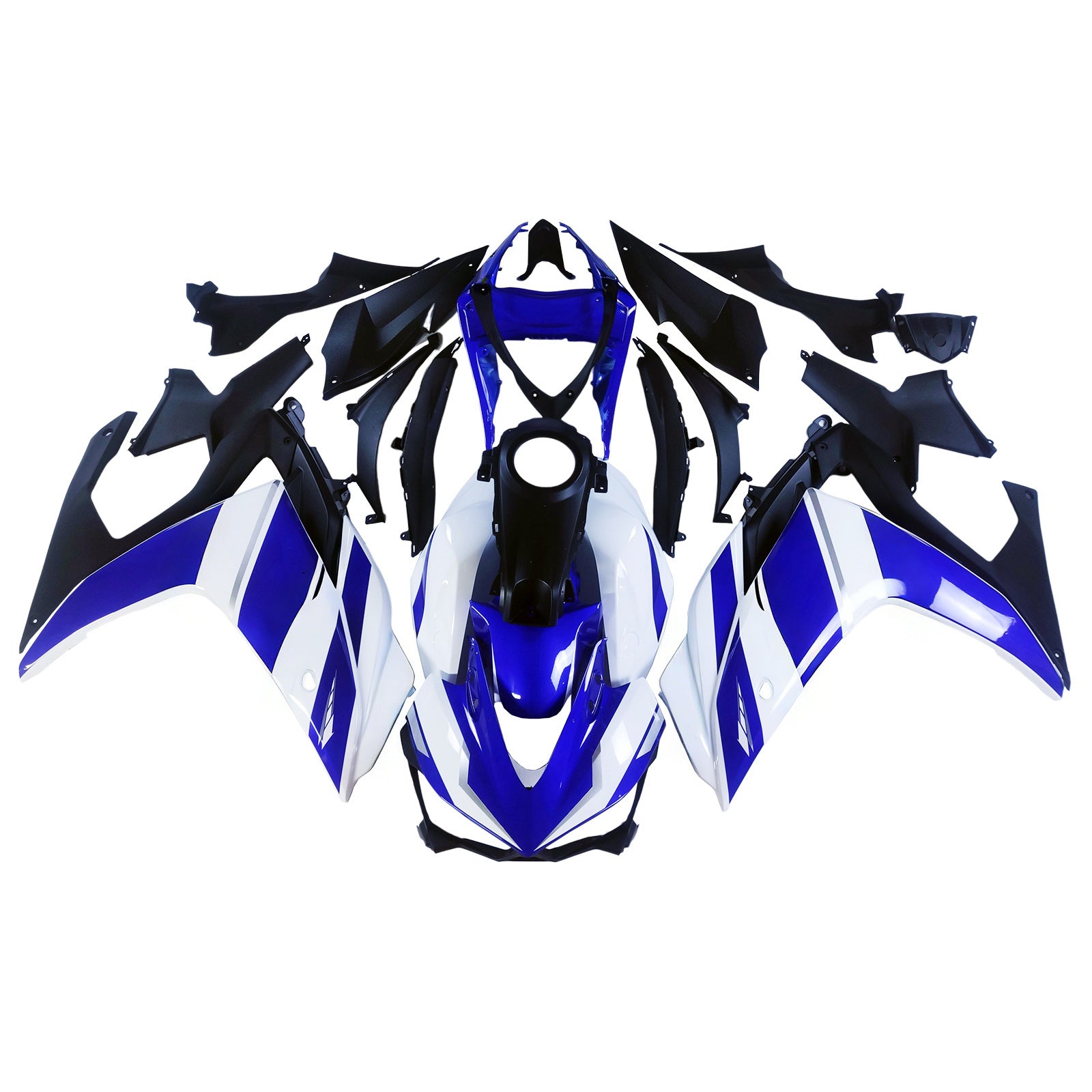 Amotopart ヤマハ YZF-R3 2014-2018 R25 2015-2017 ブルー&ホワイト フェアリングキット