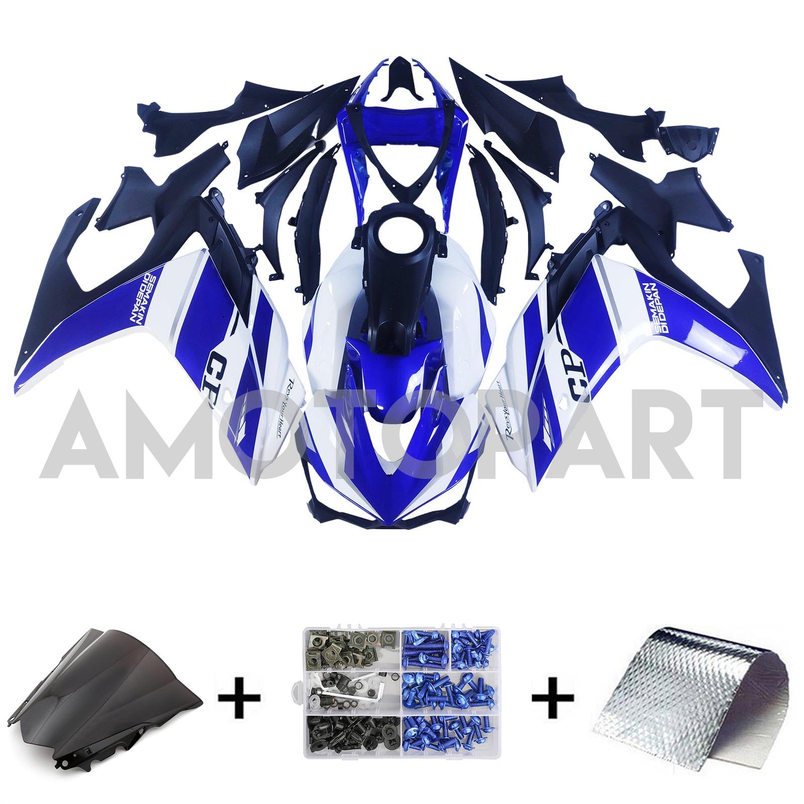 Amotopart Yamaha YZF-R3 2014-2018 R25 2015-2017 Blue & White Fairing Kit