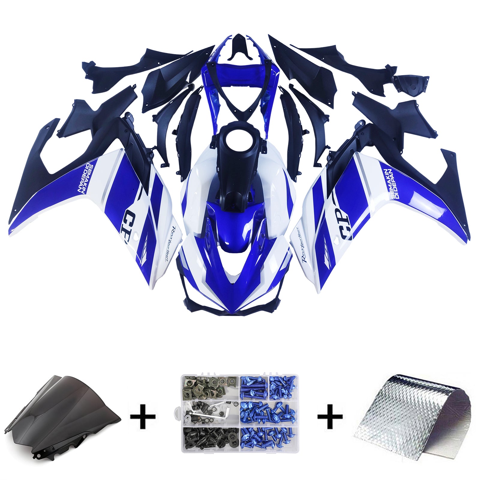 Amotopart Yamaha YZF-R3 2014-2018 R25 2015-2017 Blue&White Fairing Kit