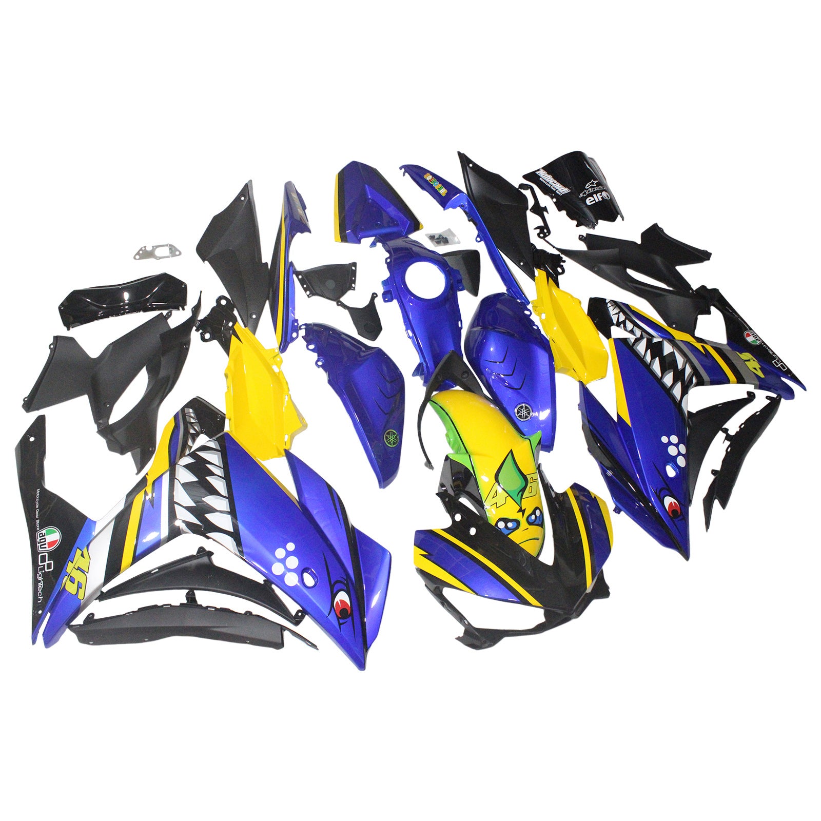 Amotopart YZF-R3 2014–2018 R25 2015–2017 Yamaha Blue&amp;Yellow Style3 Verkleidungsset