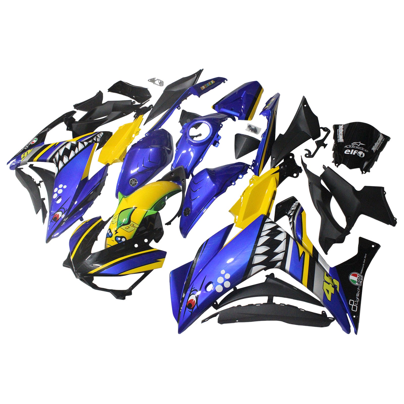 Amotopart YZF-R3 2014–2018 R25 2015–2017 Yamaha Blue&amp;Yellow Style3 Verkleidungsset