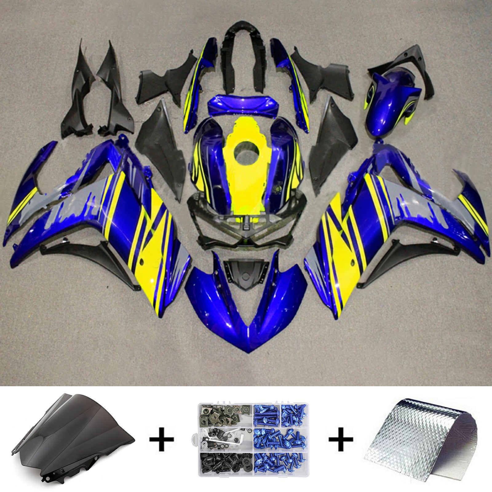Amotopart YZF-R3 2014-2018 R25 2015-2017 Yamaha Blu e Giallo Style2 Kit carena
