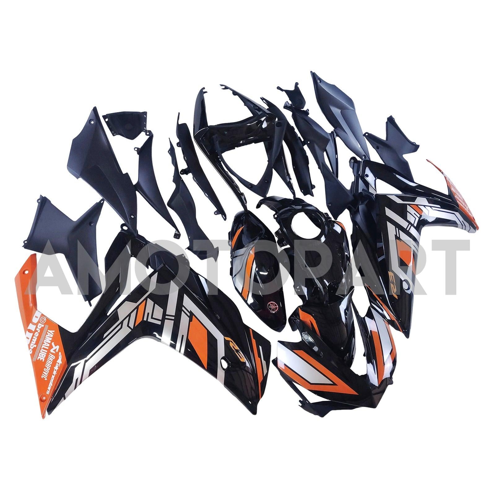 Amotopart YZF-R3 2014-2018 R25 2015-2017 Yamaha Black&Orange Fairing Kit
