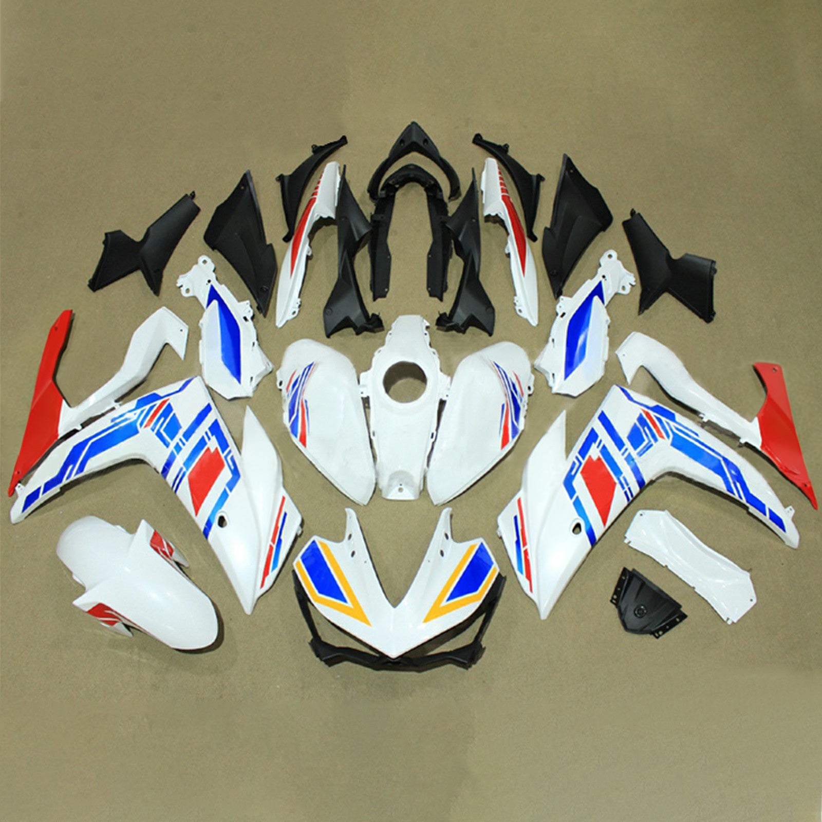 Amotopart YZF-R3 2014-2018 R25 2015-2017 Yamaha White&Blue Fairing Kit