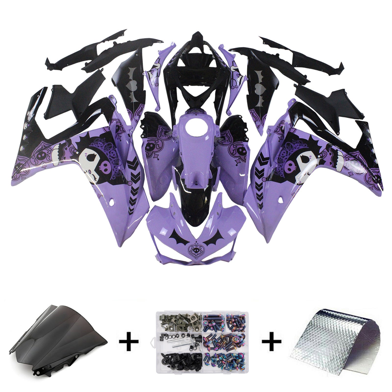 Amotopart YZF-R3 2014-2018 R25 2015-2017 Yamaha Purple&Black Fairing Kit